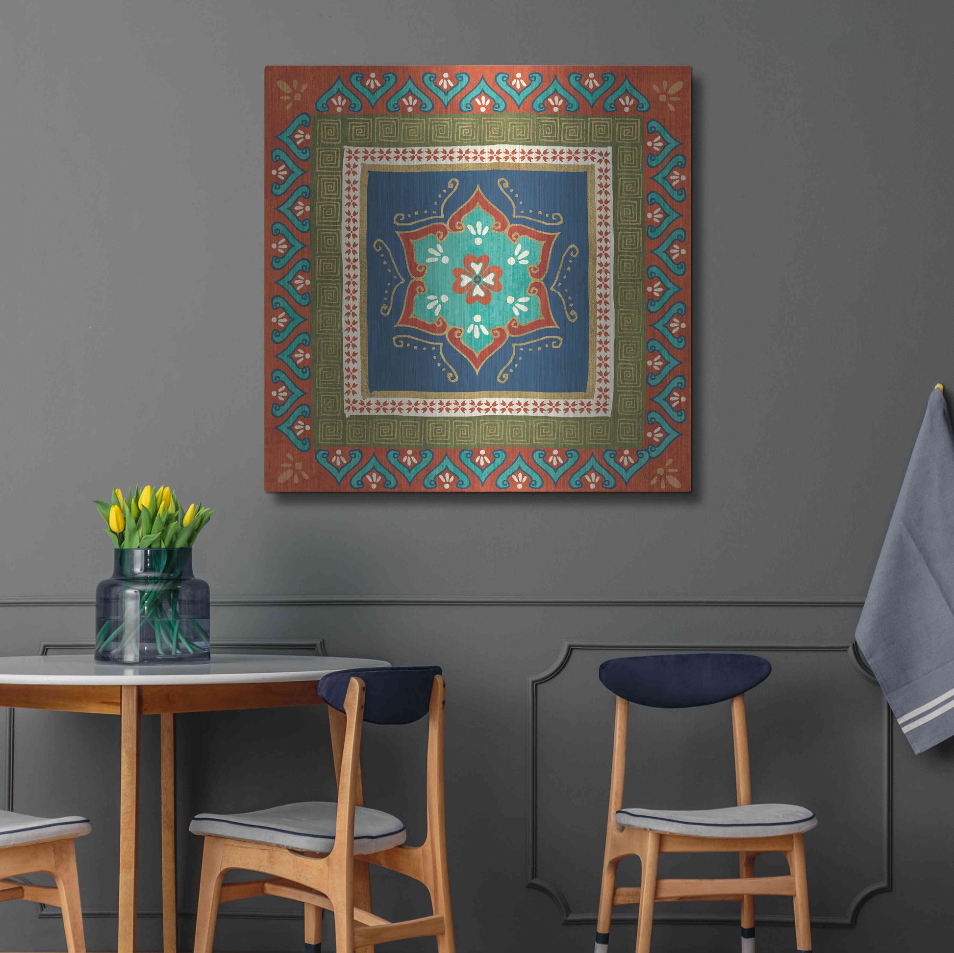 Luxe Metal Art 'Mexican Fiesta I' by Veronique Charron, Metal Wall Art,36x36