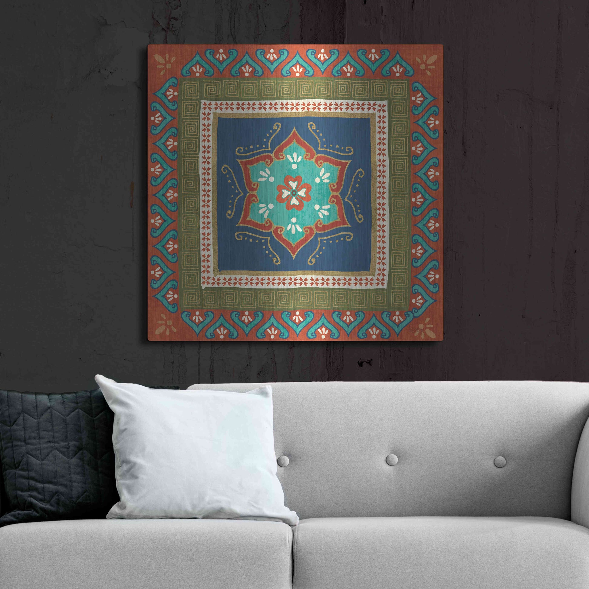 Luxe Metal Art 'Mexican Fiesta I' by Veronique Charron, Metal Wall Art,36x36