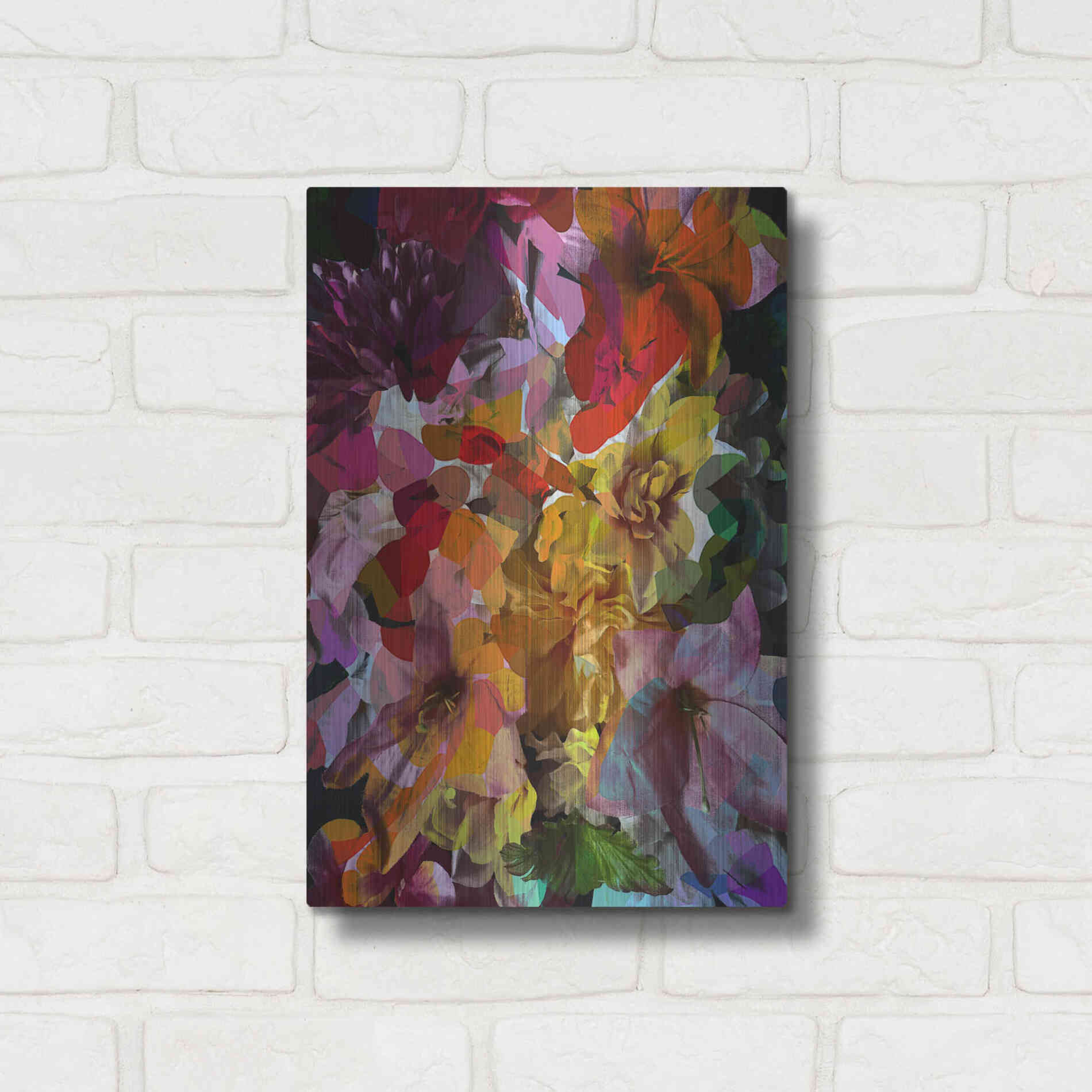 Luxe Metal Art 'Abstract Floral' by Shandra Smith, Metal Wall Art,12x16