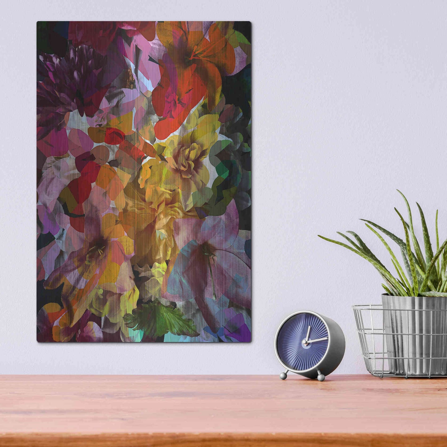 Luxe Metal Art 'Abstract Floral' by Shandra Smith, Metal Wall Art,12x16