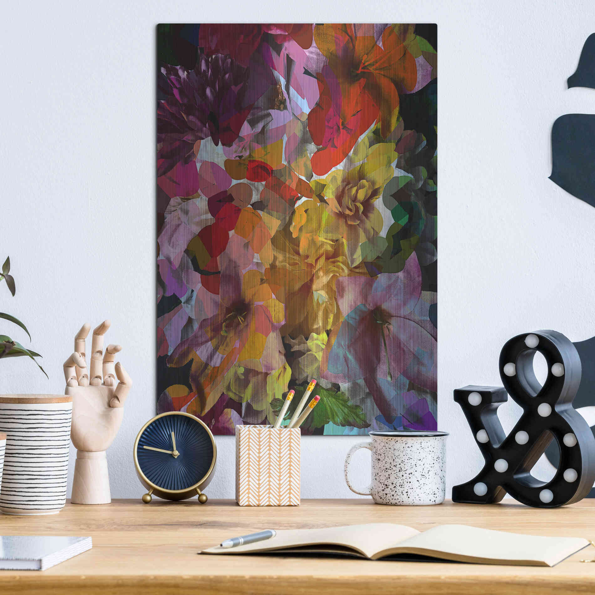 Luxe Metal Art 'Abstract Floral' by Shandra Smith, Metal Wall Art,12x16