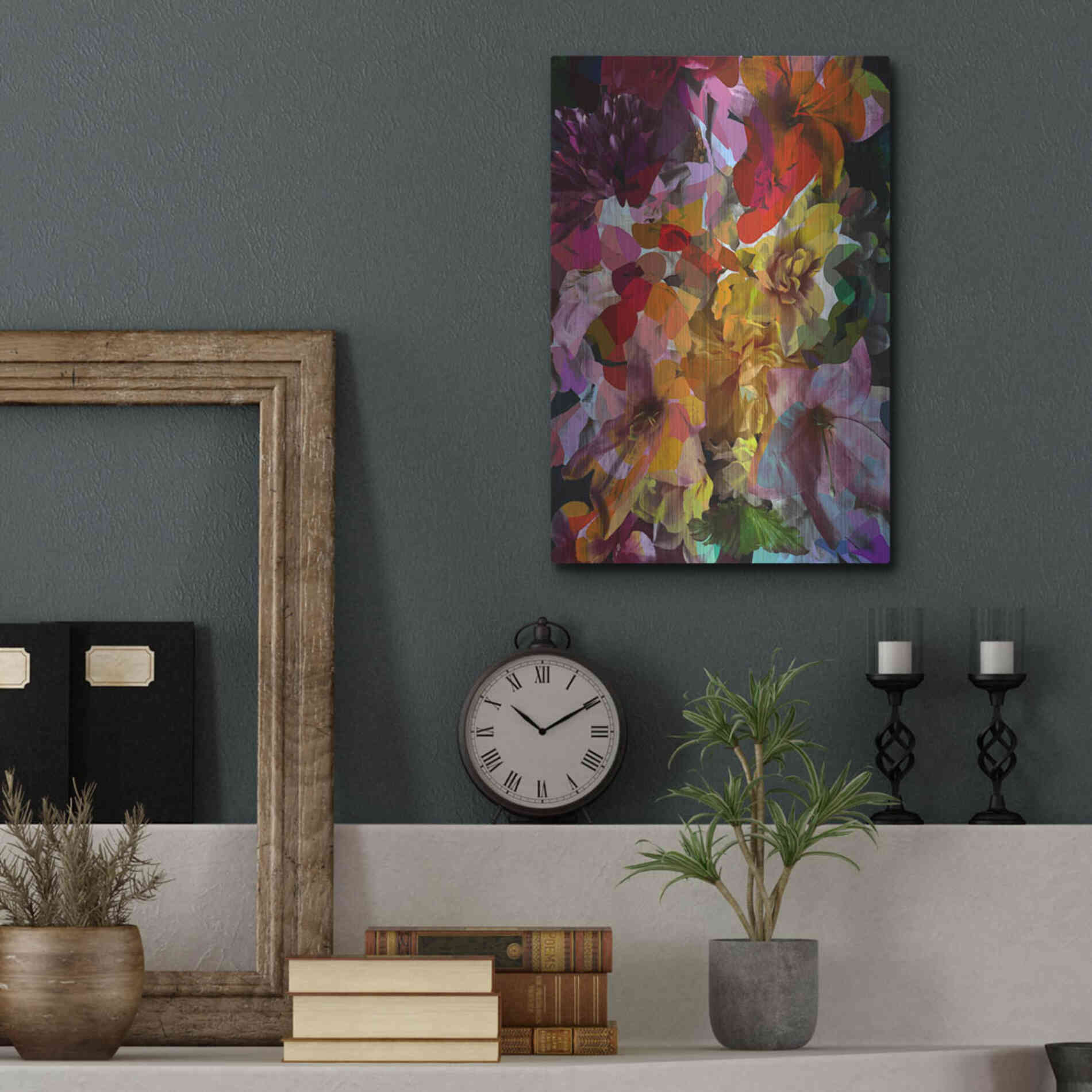 Luxe Metal Art 'Abstract Floral' by Shandra Smith, Metal Wall Art,12x16