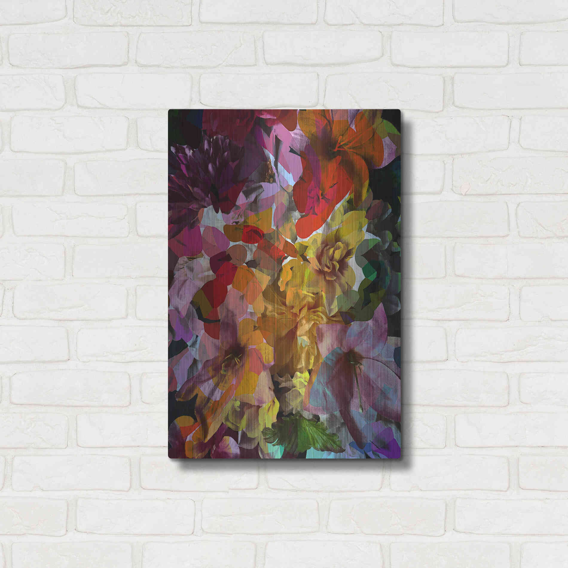 Luxe Metal Art 'Abstract Floral' by Shandra Smith, Metal Wall Art,16x24