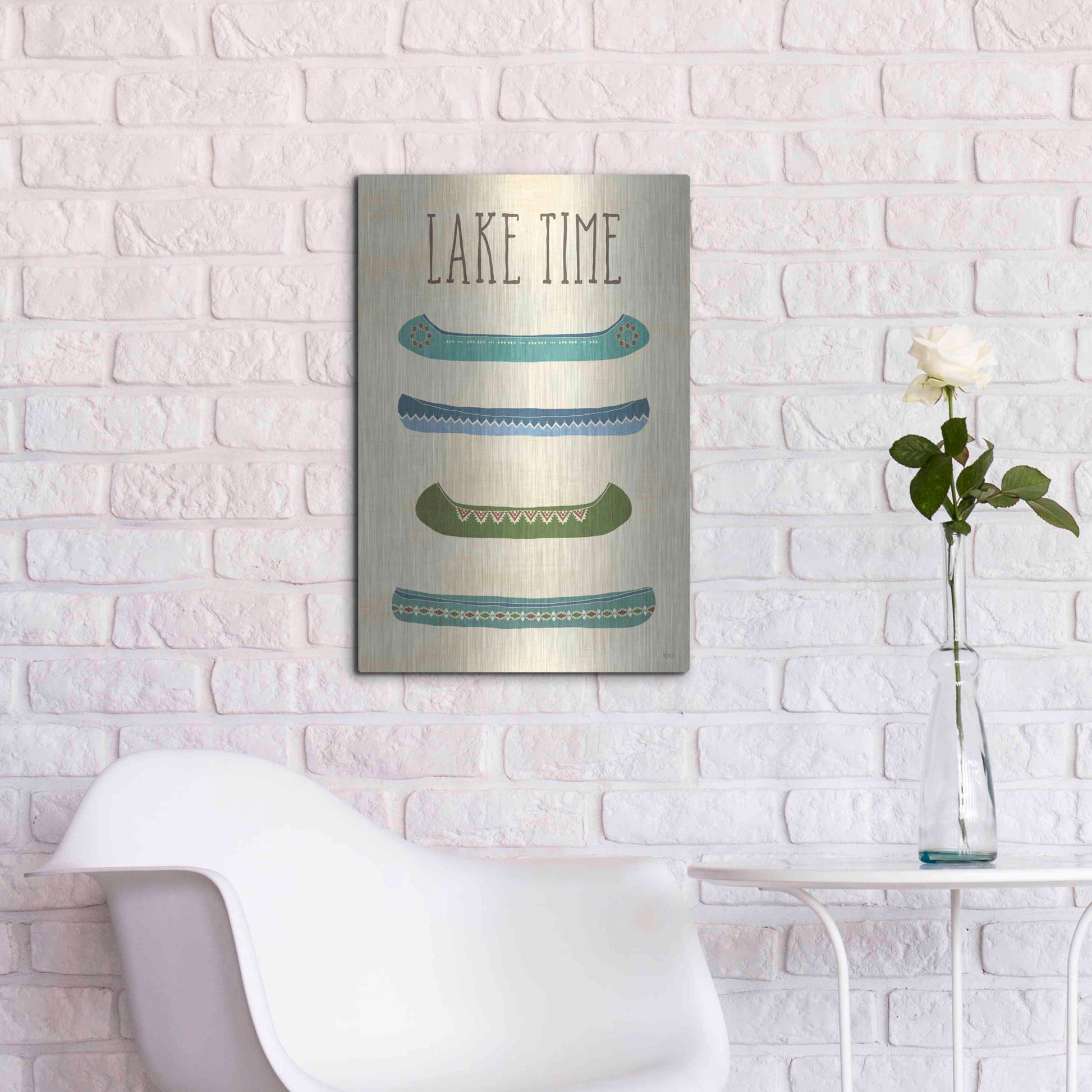 Luxe Metal Art 'Lake Retreat V' by Veronique Charron, Metal Wall Art,16x24