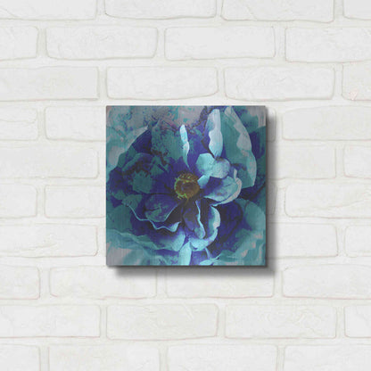 Luxe Metal Art 'Blue Flower' by Shandra Smith, Metal Wall Art,12x12