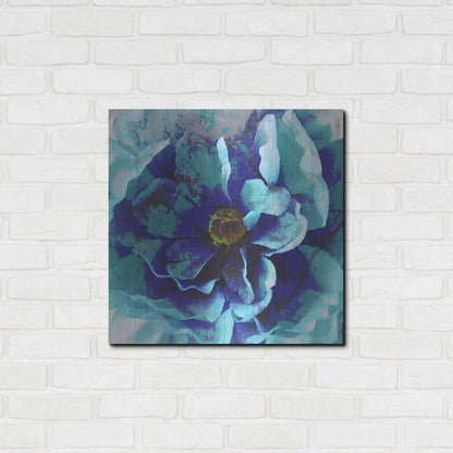Luxe Metal Art 'Blue Flower' by Shandra Smith, Metal Wall Art,24x24