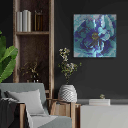 Luxe Metal Art 'Blue Flower' by Shandra Smith, Metal Wall Art,24x24