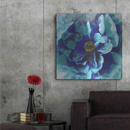 Luxe Metal Art 'Blue Flower' by Shandra Smith, Metal Wall Art,36x36