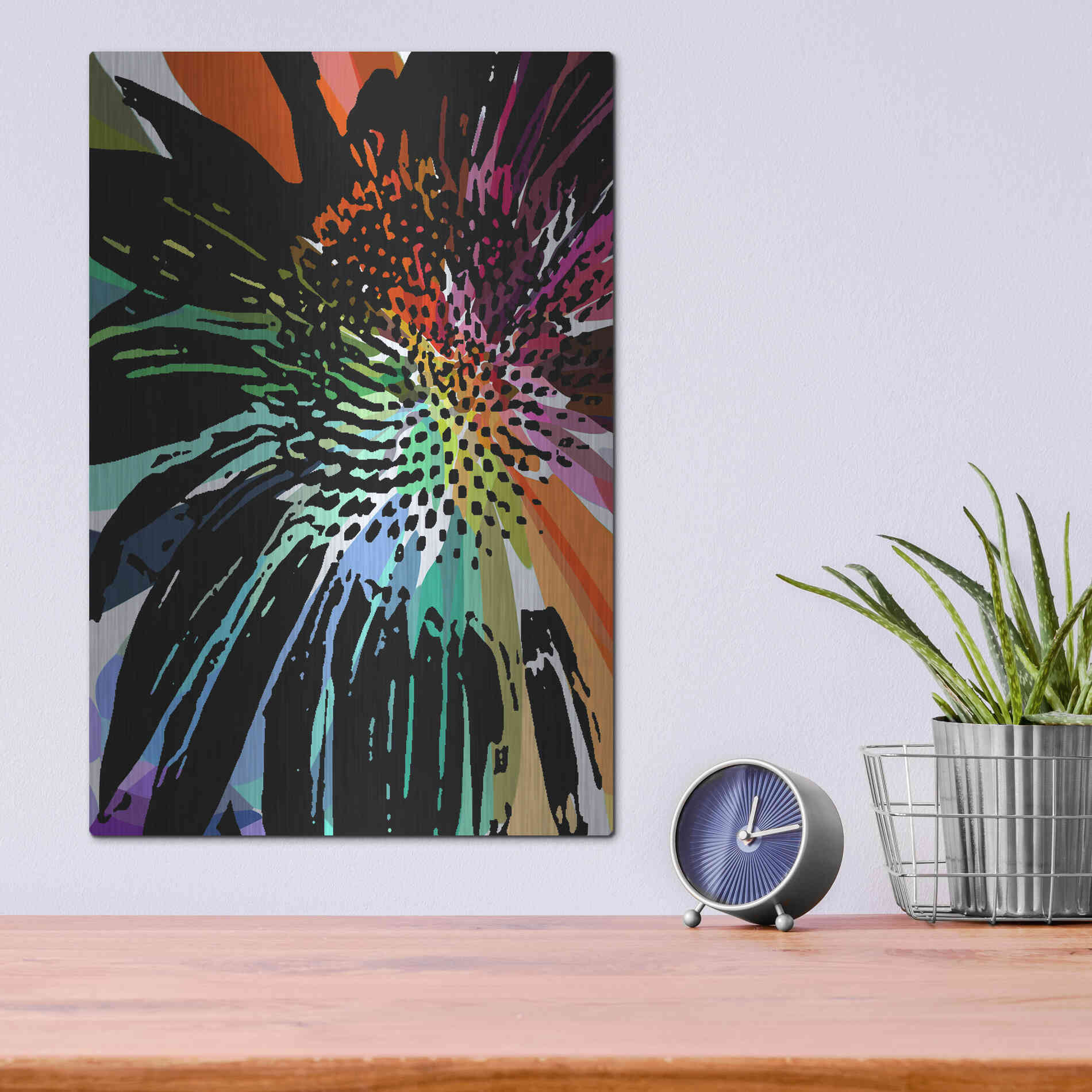 Luxe Metal Art 'Flower 25' by Shandra Smith, Metal Wall Art,12x16