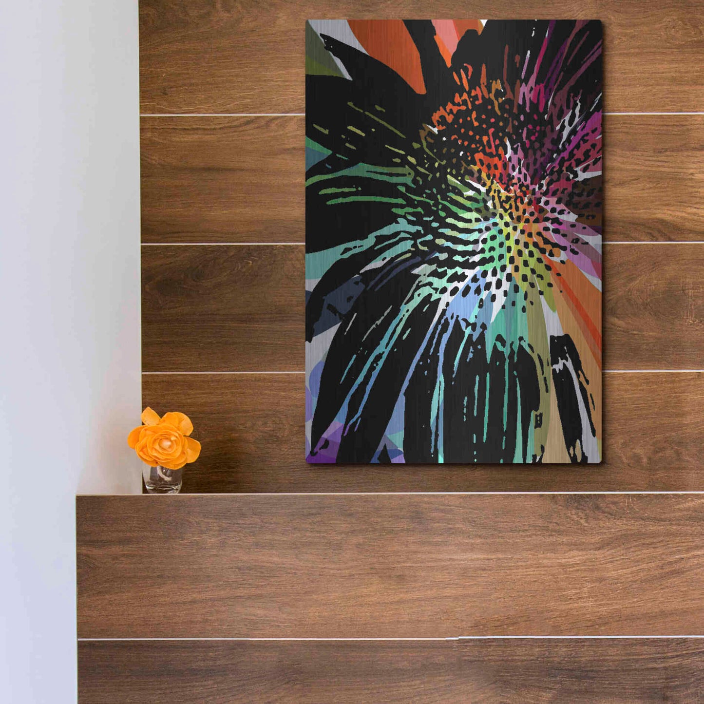 Luxe Metal Art 'Flower 25' by Shandra Smith, Metal Wall Art,12x16