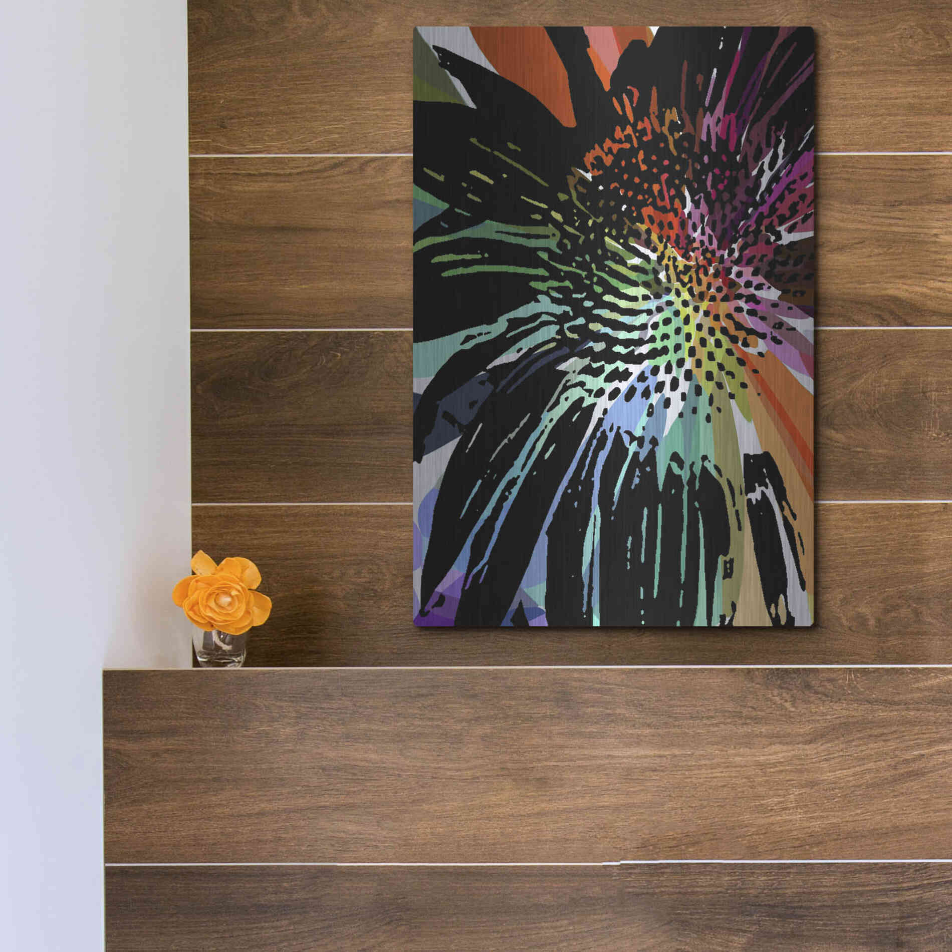 Luxe Metal Art 'Flower 25' by Shandra Smith, Metal Wall Art,12x16