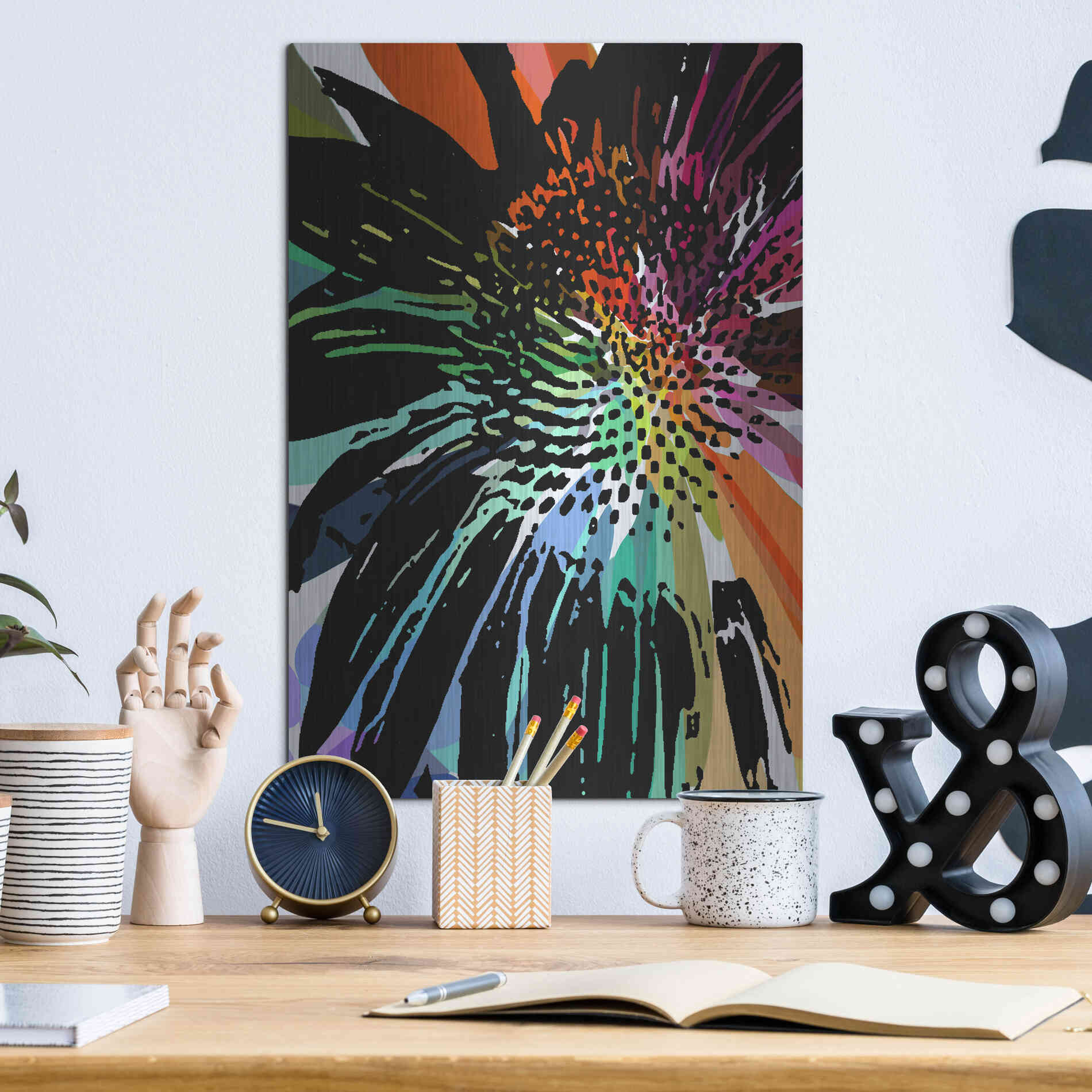 Luxe Metal Art 'Flower 25' by Shandra Smith, Metal Wall Art,12x16