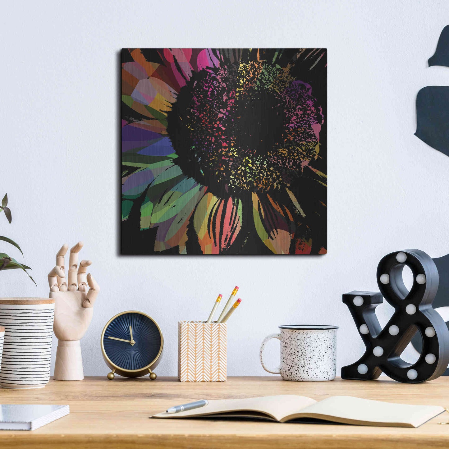 Luxe Metal Art 'Flower 30' by Shandra Smith, Metal Wall Art,12x12