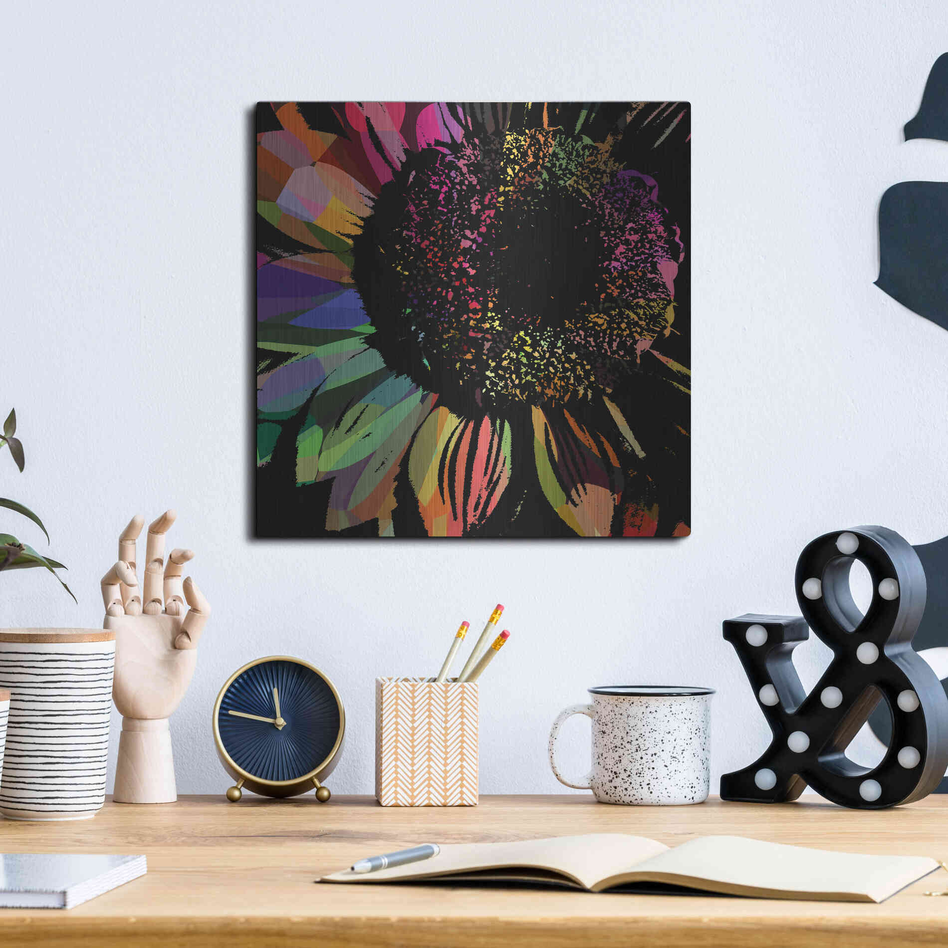 Luxe Metal Art 'Flower 30' by Shandra Smith, Metal Wall Art,12x12