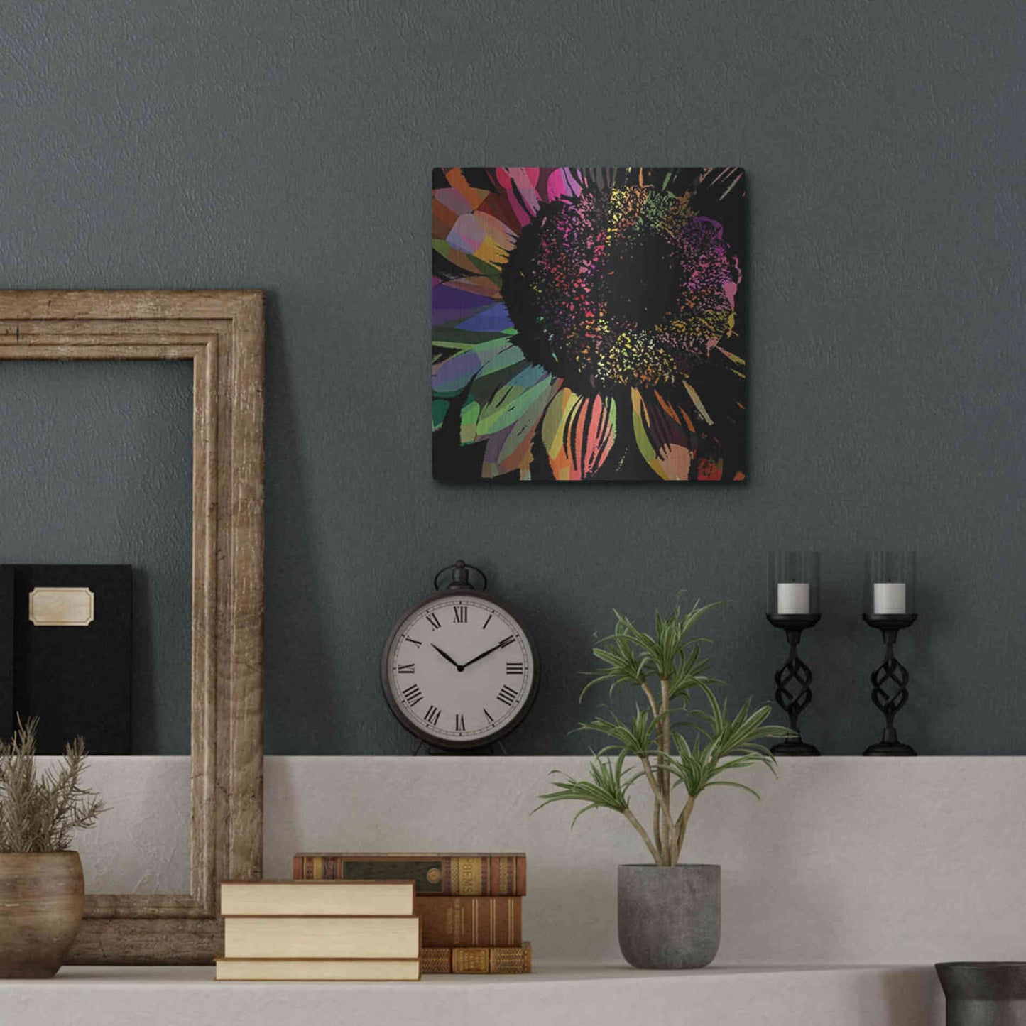 Luxe Metal Art 'Flower 30' by Shandra Smith, Metal Wall Art,12x12