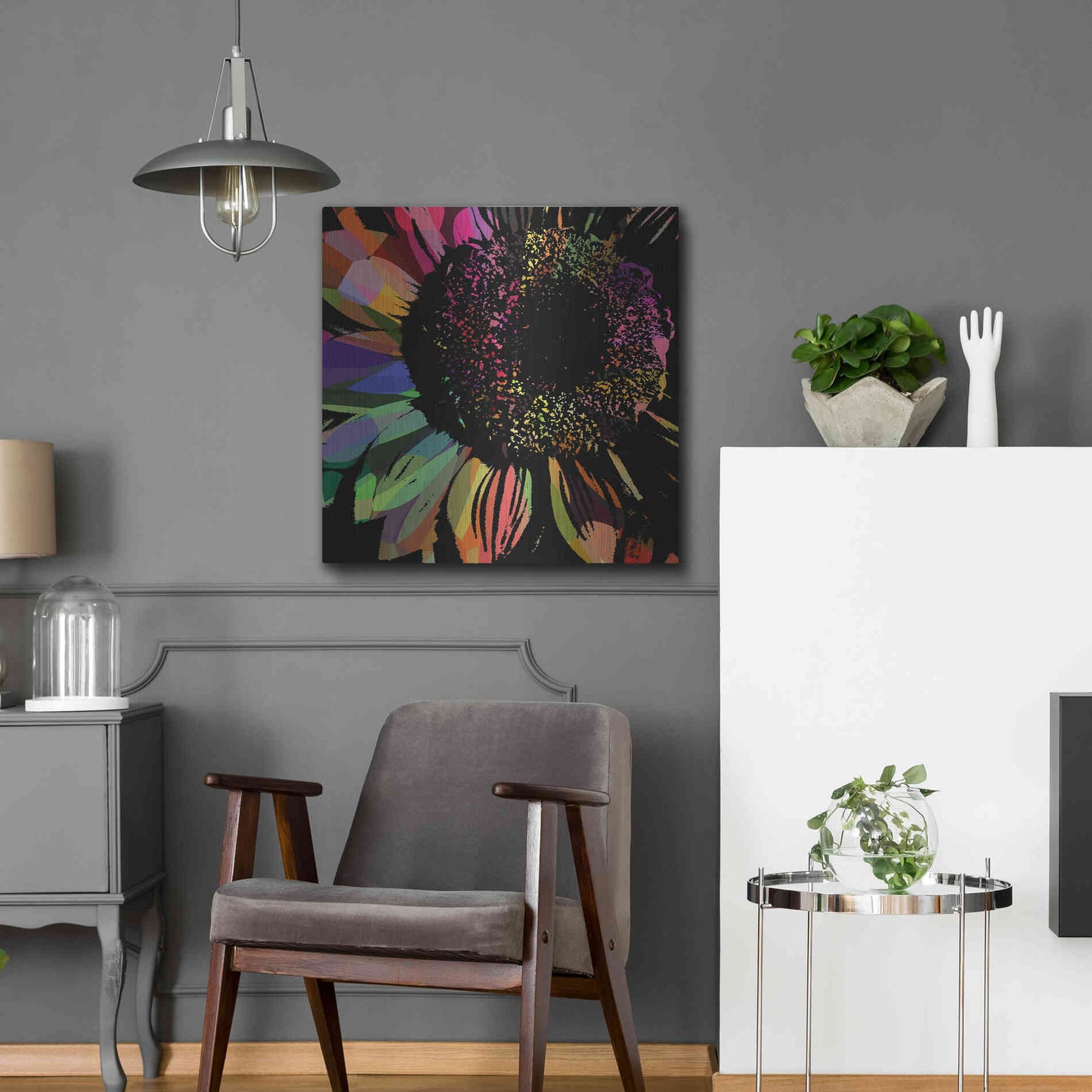 Luxe Metal Art 'Flower 30' by Shandra Smith, Metal Wall Art,24x24