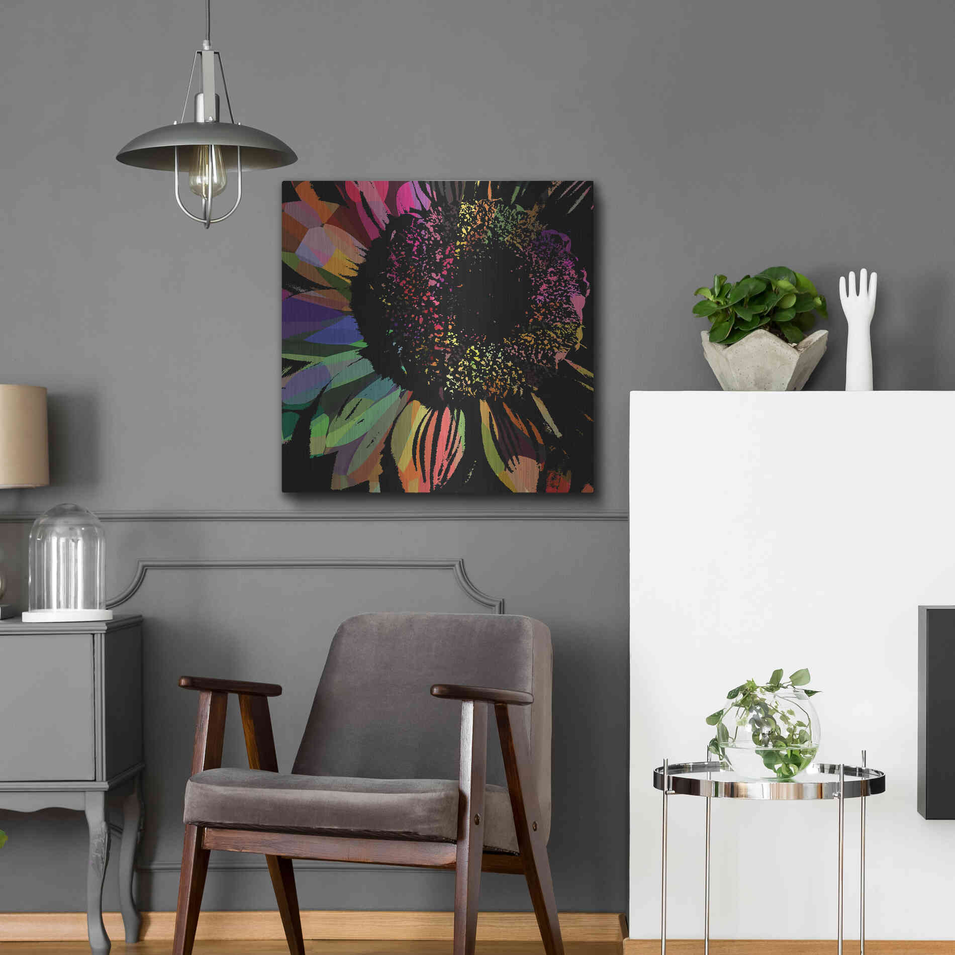 Luxe Metal Art 'Flower 30' by Shandra Smith, Metal Wall Art,24x24