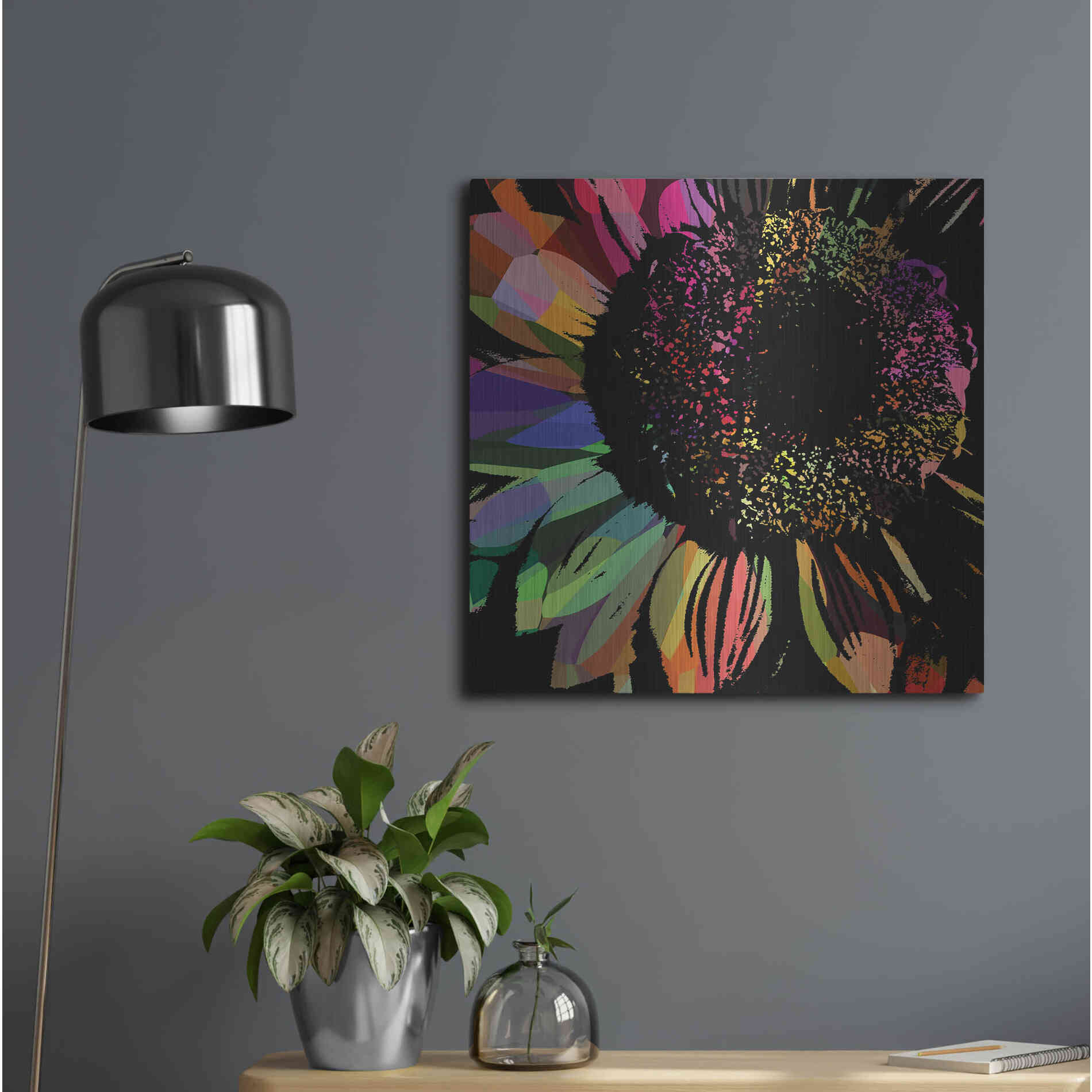 Luxe Metal Art 'Flower 30' by Shandra Smith, Metal Wall Art,24x24