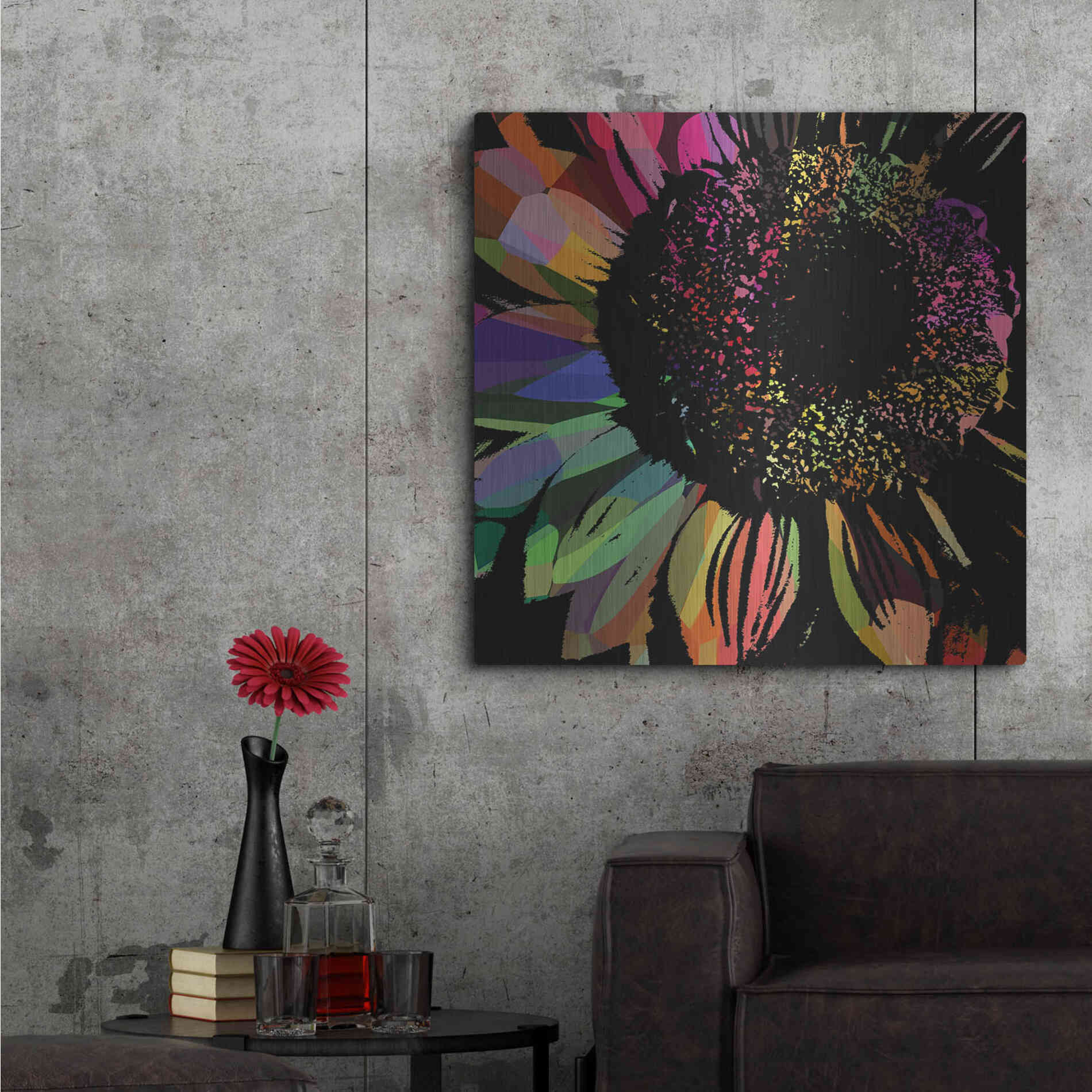 Luxe Metal Art 'Flower 30' by Shandra Smith, Metal Wall Art,36x36