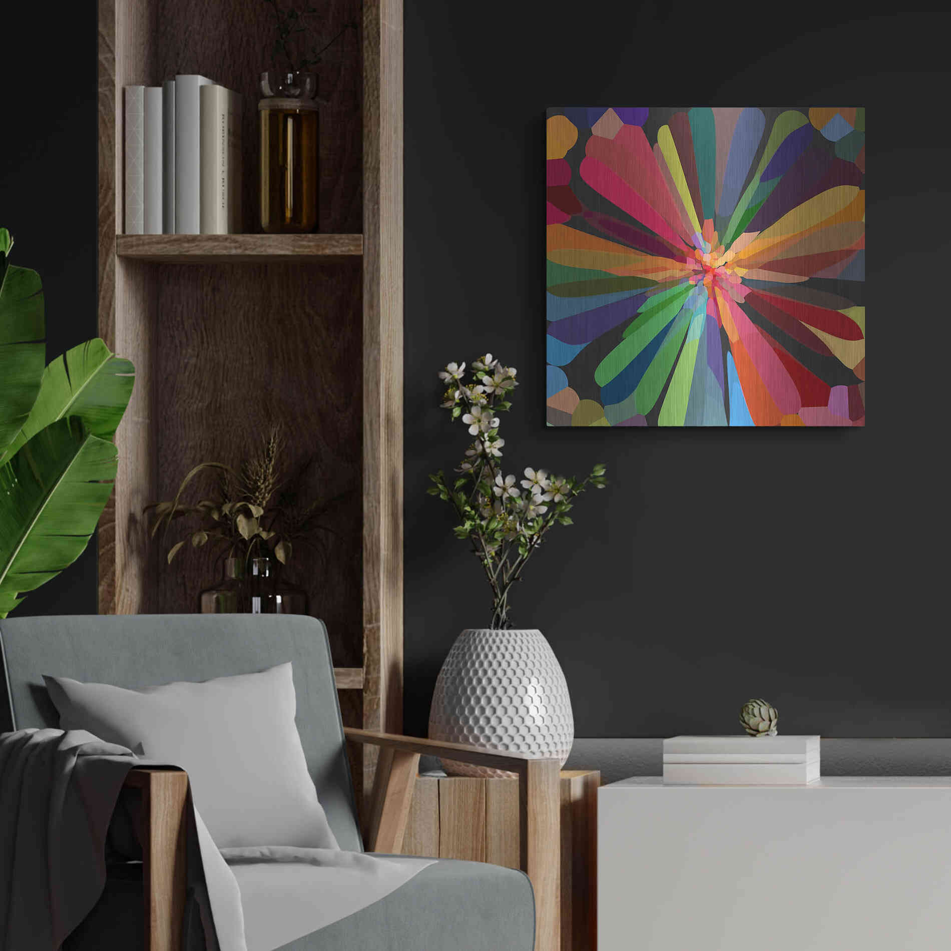 Luxe Metal Art 'Flower 12' by Shandra Smith, Metal Wall Art,24x24