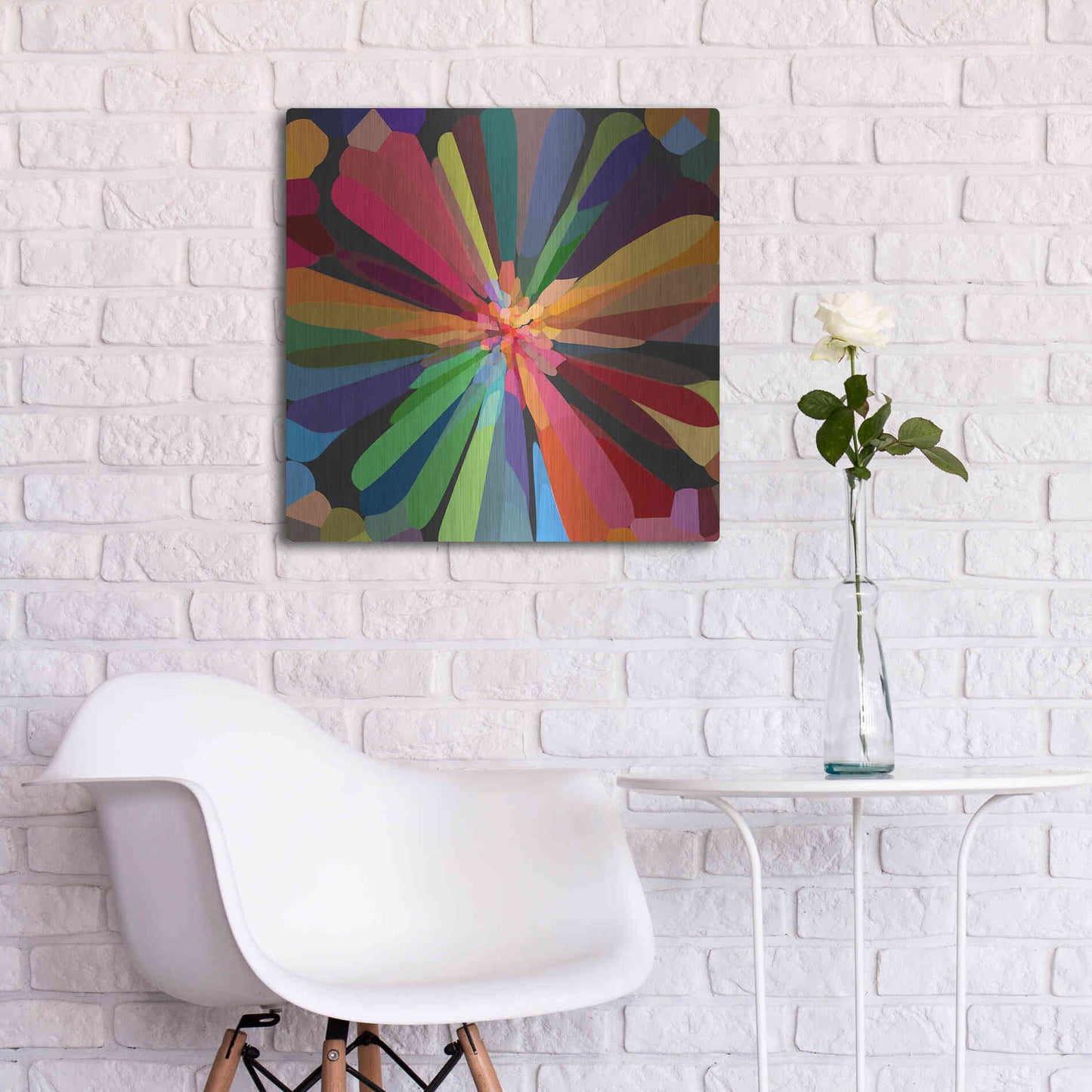 Luxe Metal Art 'Flower 12' by Shandra Smith, Metal Wall Art,24x24