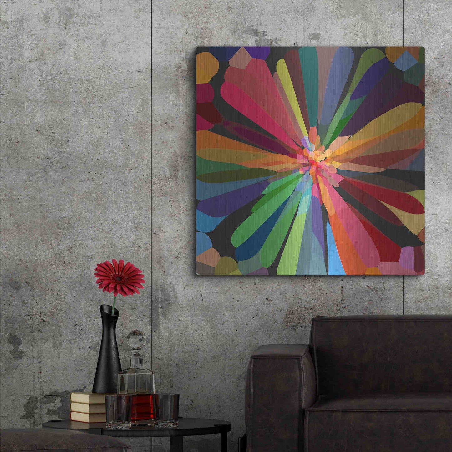 Luxe Metal Art 'Flower 12' by Shandra Smith, Metal Wall Art,36x36