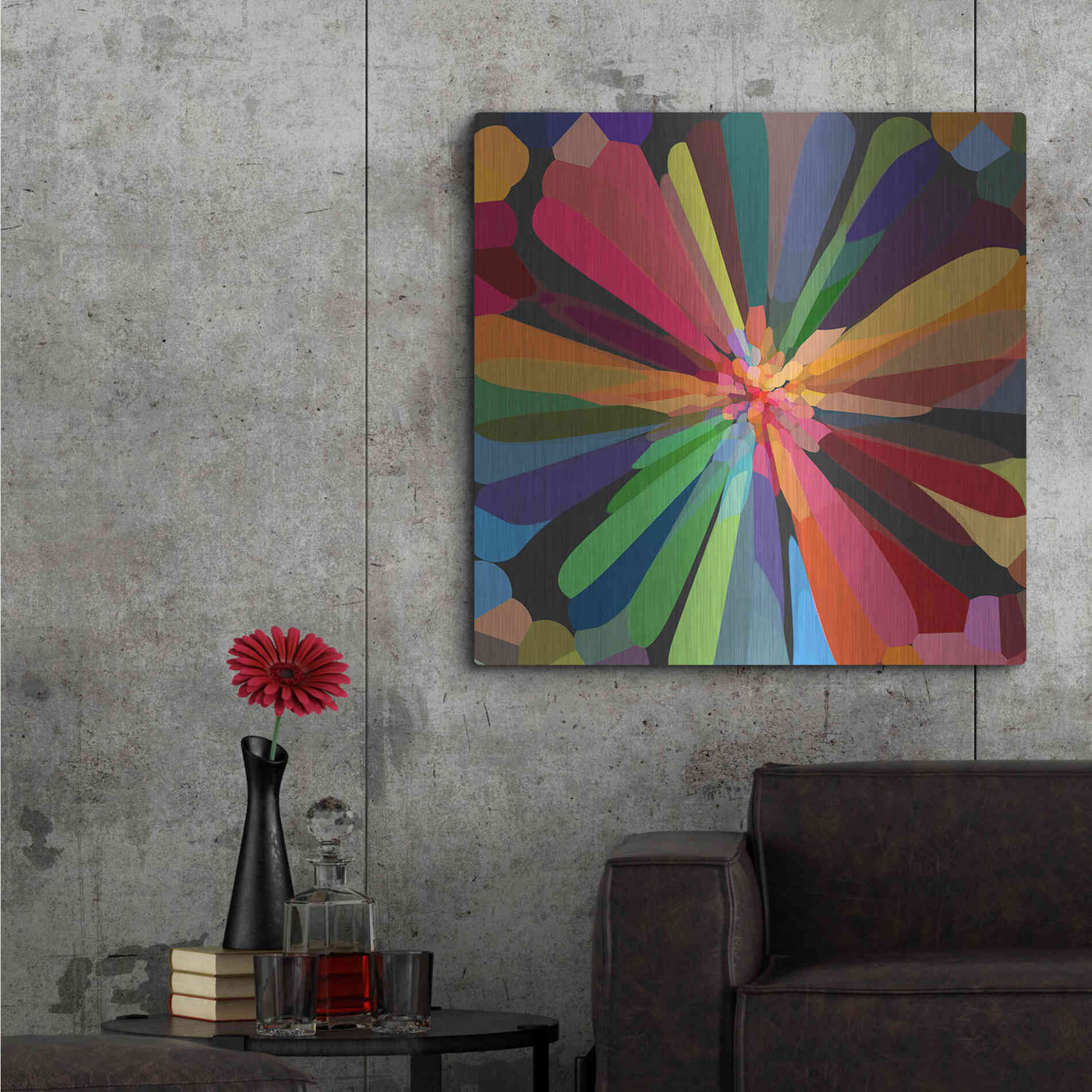 Luxe Metal Art 'Flower 12' by Shandra Smith, Metal Wall Art,36x36