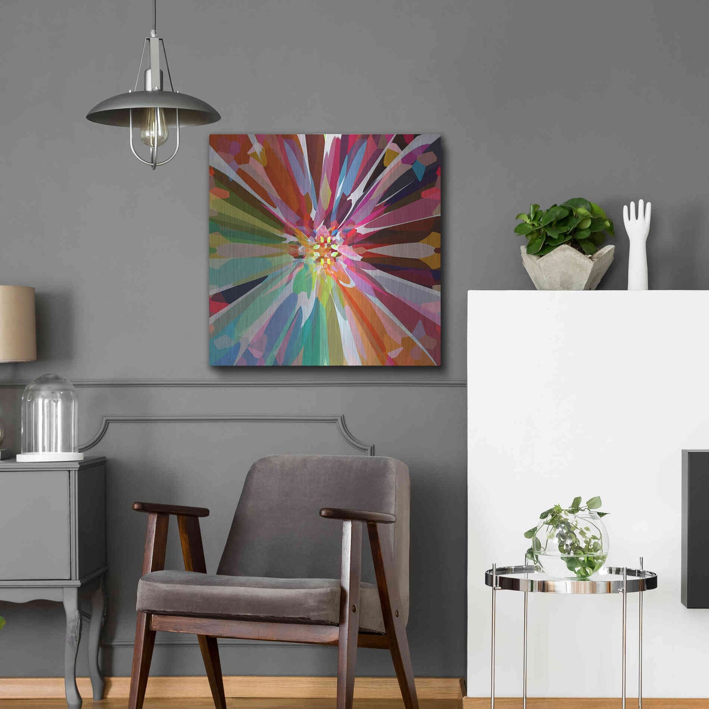 Luxe Metal Art 'Flower 16' by Shandra Smith, Metal Wall Art,24x24