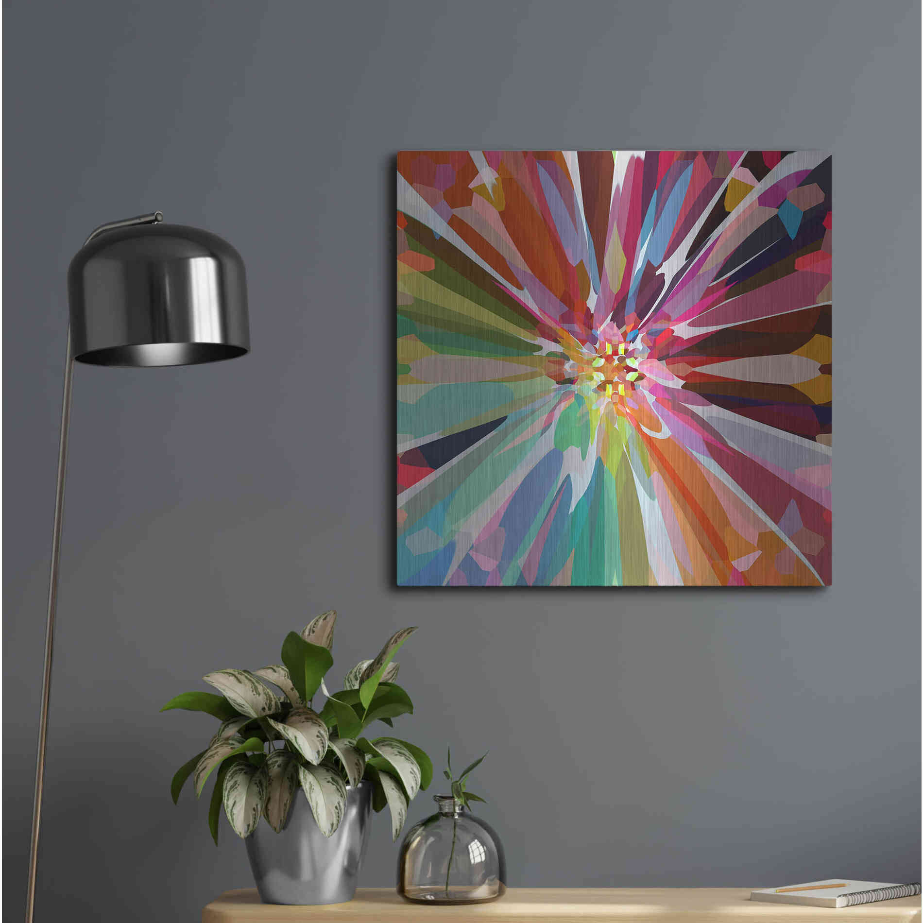 Luxe Metal Art 'Flower 16' by Shandra Smith, Metal Wall Art,24x24