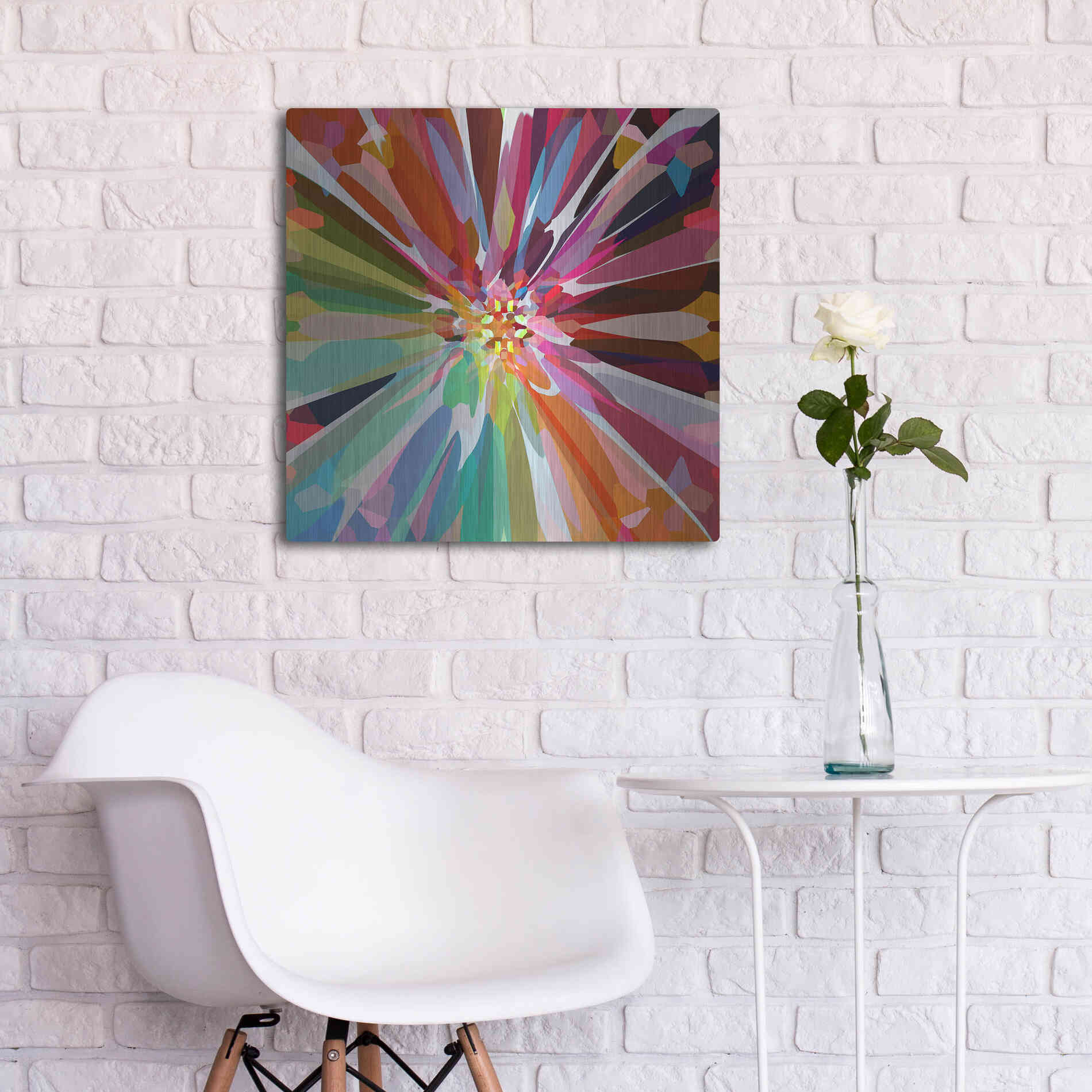 Luxe Metal Art 'Flower 16' by Shandra Smith, Metal Wall Art,24x24