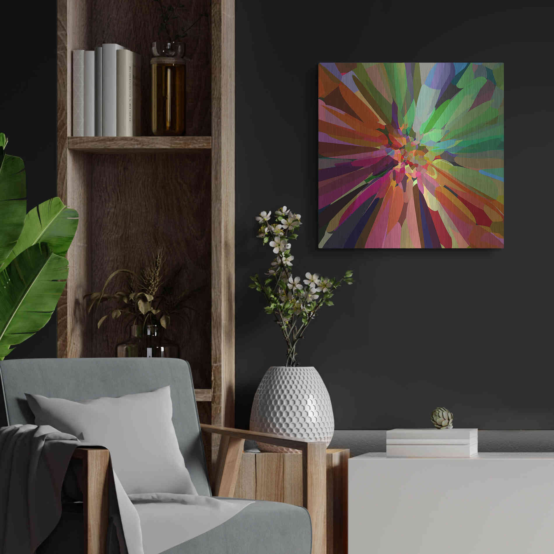 Luxe Metal Art 'Flower 27 'by Shandra Smith, Metal Wall Art,24x24