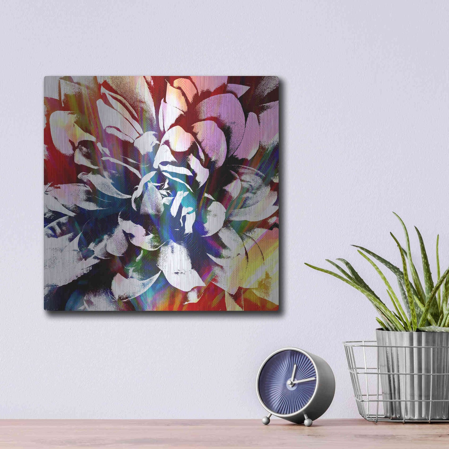 Luxe Metal Art 'Flower Power' by Shandra Smith, Metal Wall Art,12x12