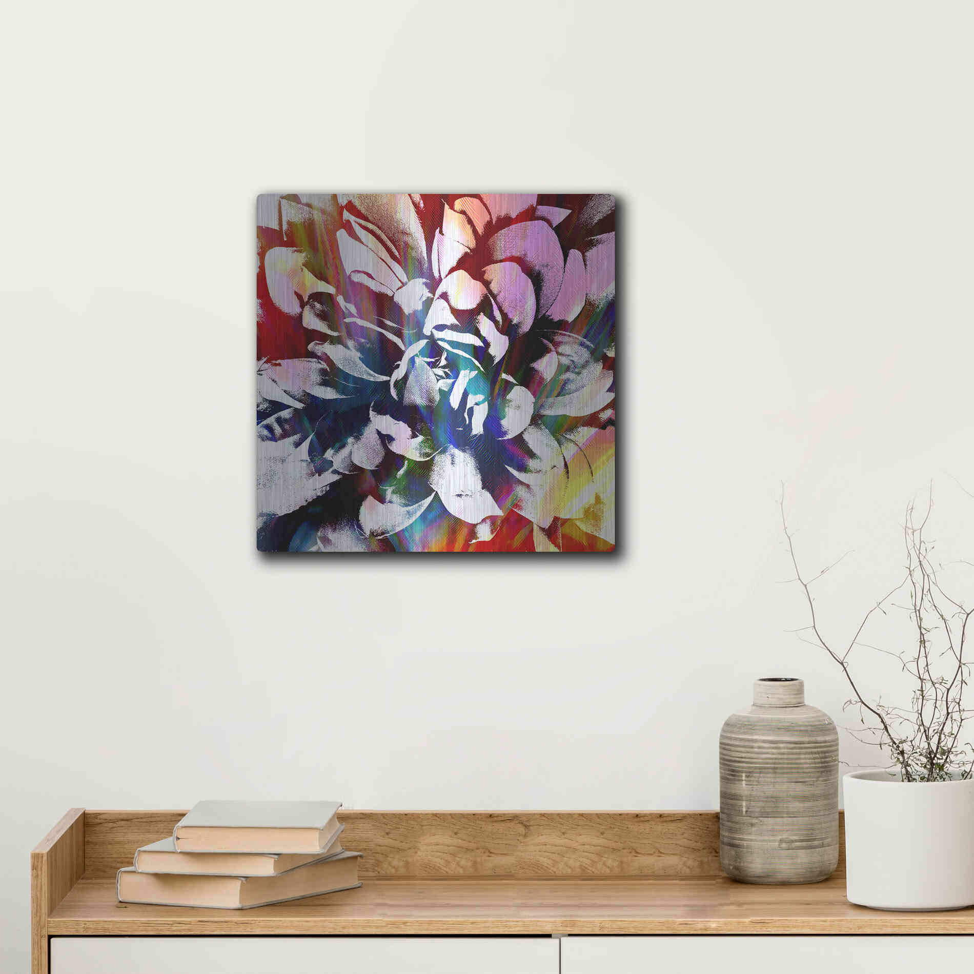 Luxe Metal Art 'Flower Power' by Shandra Smith, Metal Wall Art,12x12