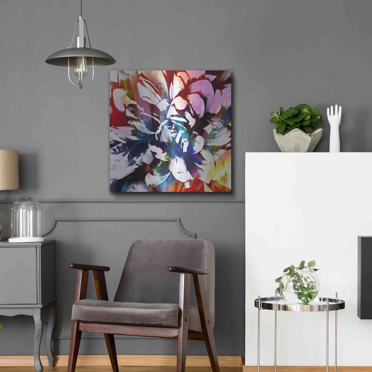 Luxe Metal Art 'Flower Power' by Shandra Smith, Metal Wall Art,24x24