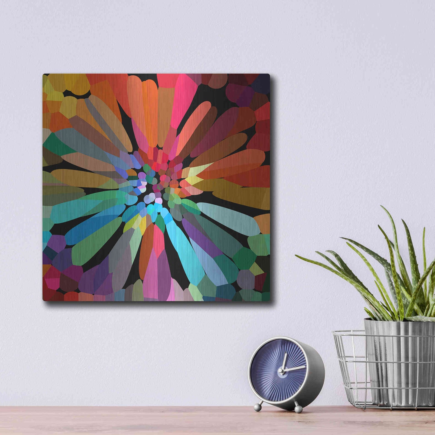Luxe Metal Art 'Flower' by Shandra Smith, Metal Wall Art,12x12