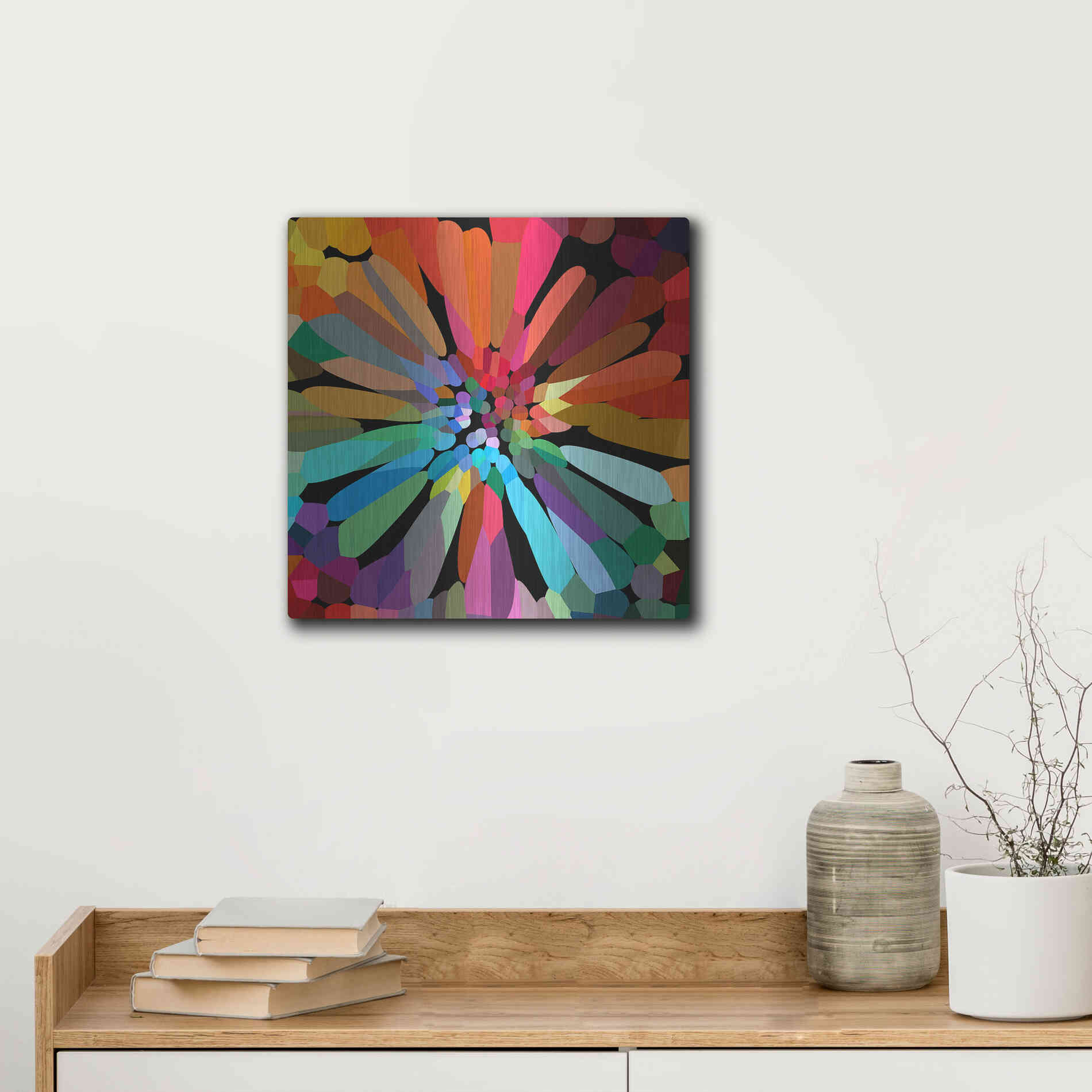 Luxe Metal Art 'Flower' by Shandra Smith, Metal Wall Art,12x12