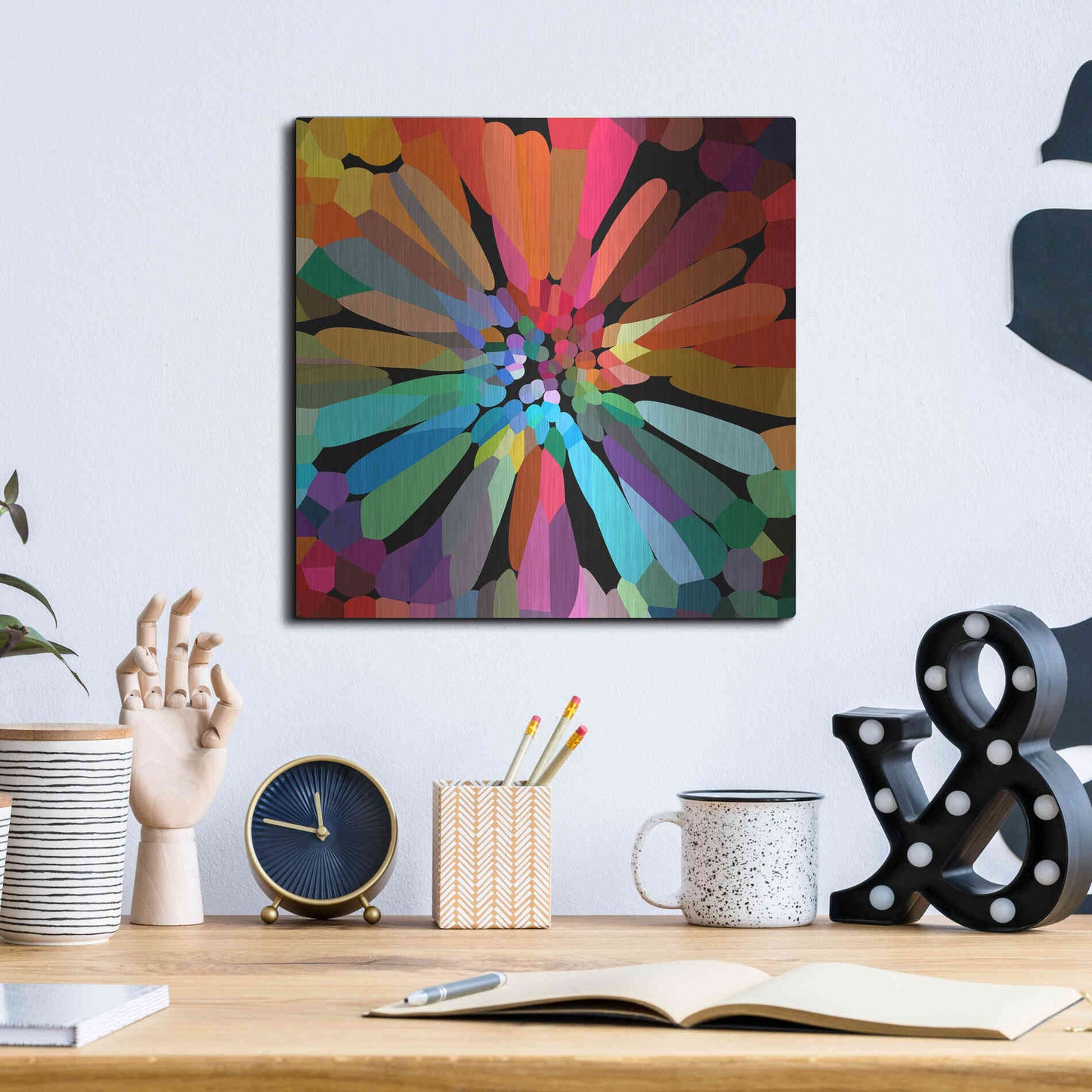 Luxe Metal Art 'Flower' by Shandra Smith, Metal Wall Art,12x12