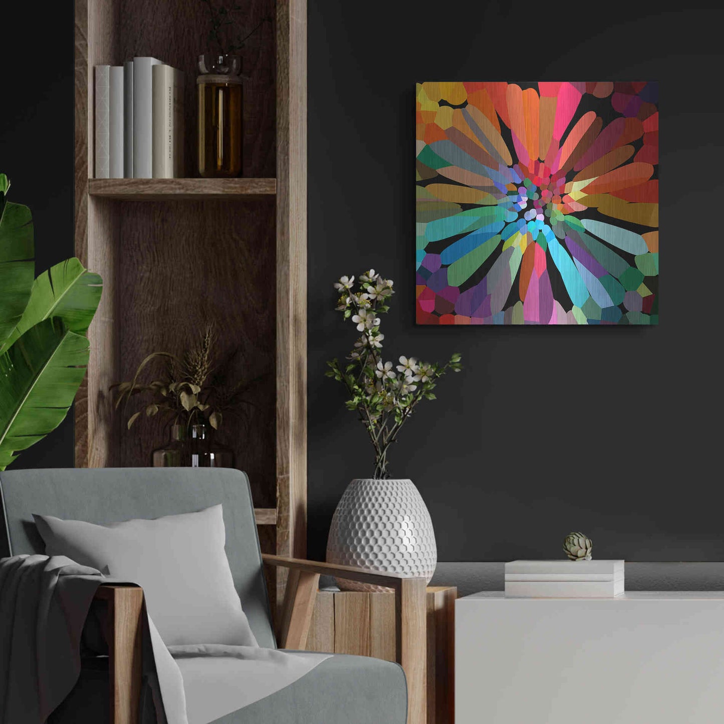 Luxe Metal Art 'Flower' by Shandra Smith, Metal Wall Art,24x24