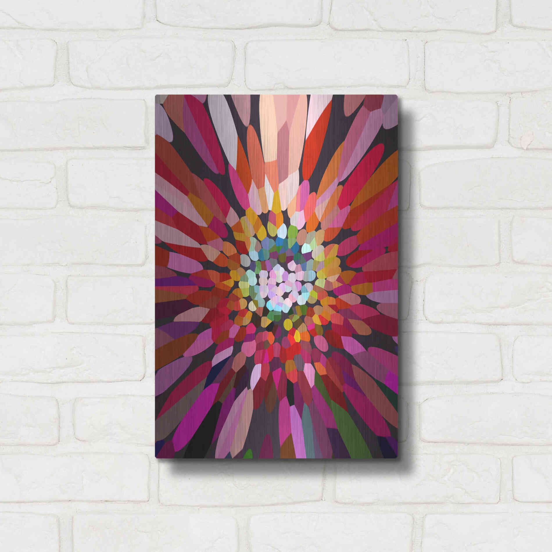 Luxe Metal Art 'Pink Flower' by Shandra Smith, Metal Wall Art,12x16