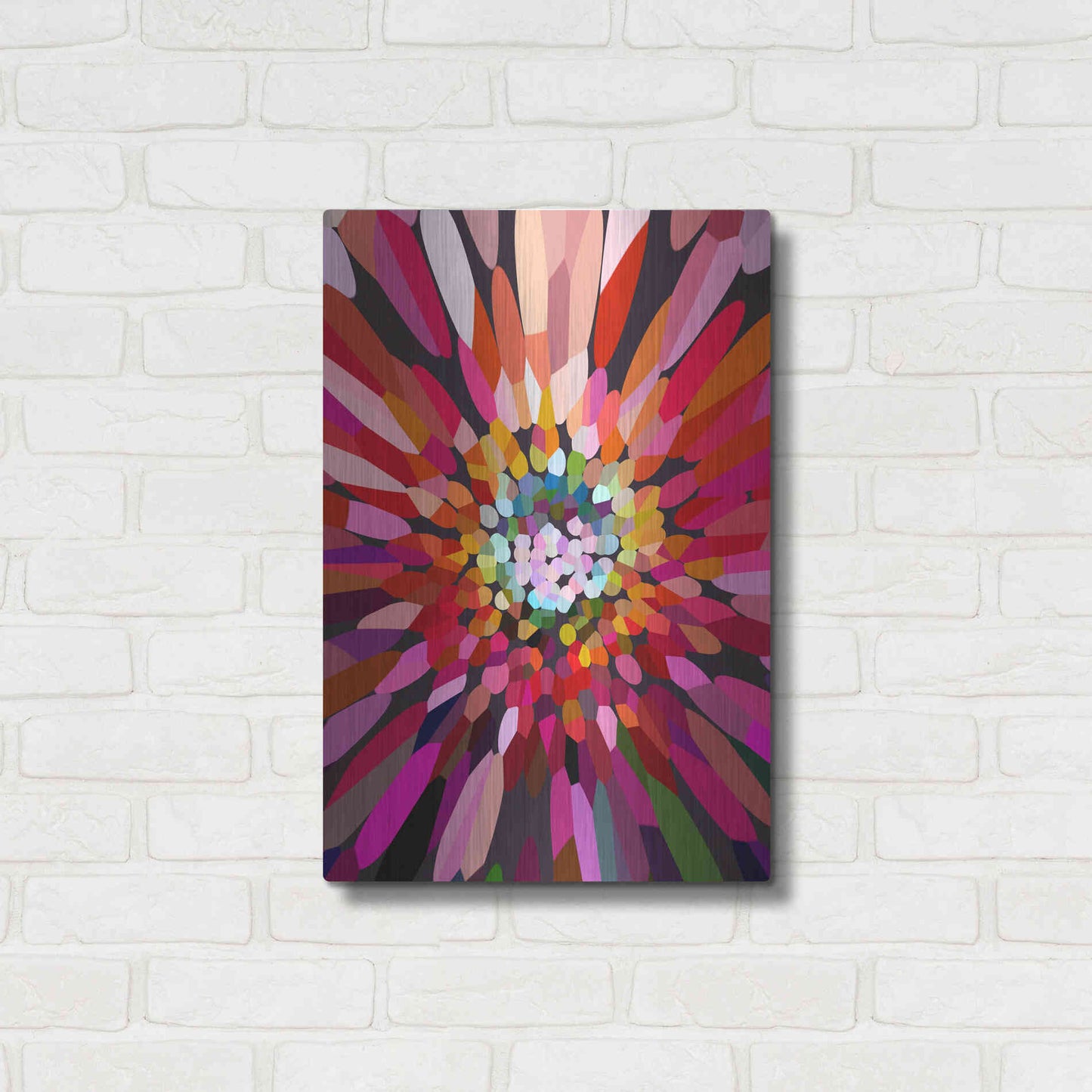 Luxe Metal Art 'Pink Flower' by Shandra Smith, Metal Wall Art,16x24