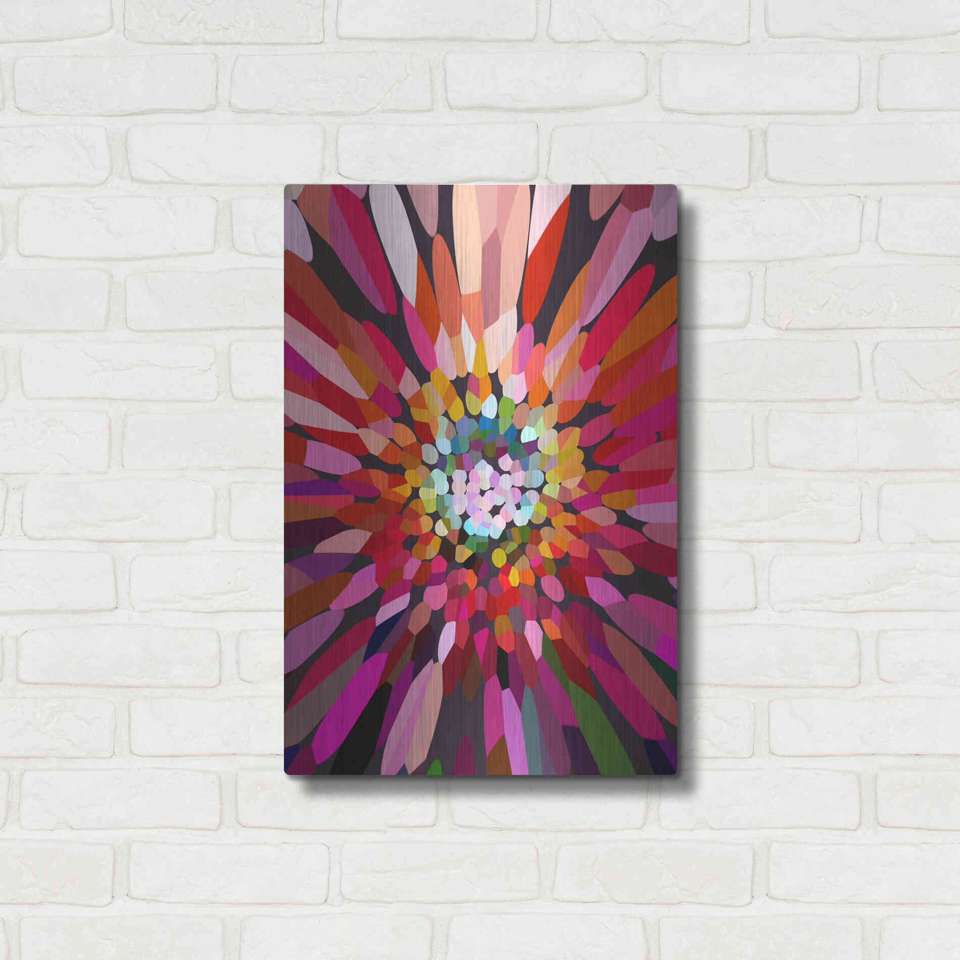 Luxe Metal Art 'Pink Flower' by Shandra Smith, Metal Wall Art,16x24