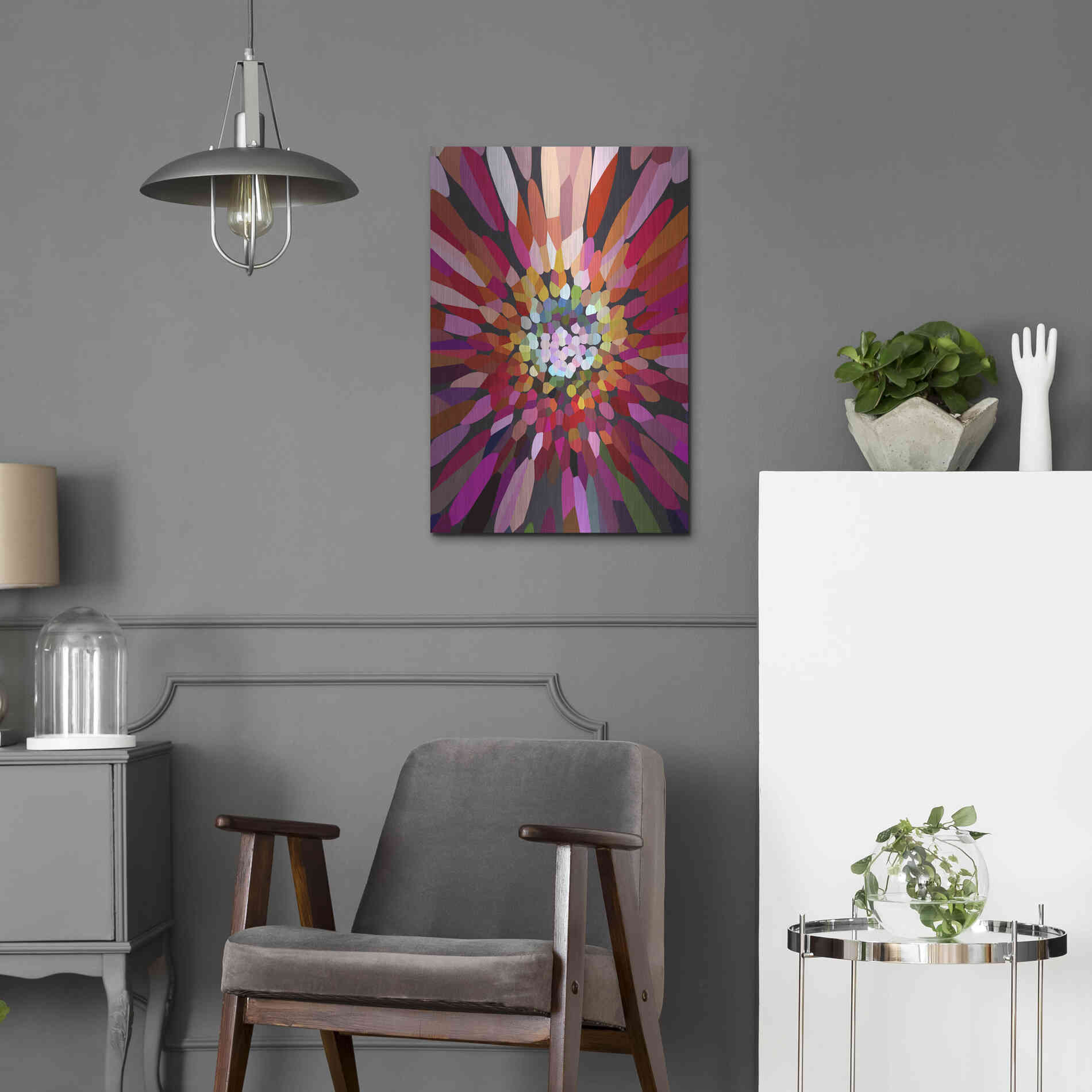 Luxe Metal Art 'Pink Flower' by Shandra Smith, Metal Wall Art,16x24