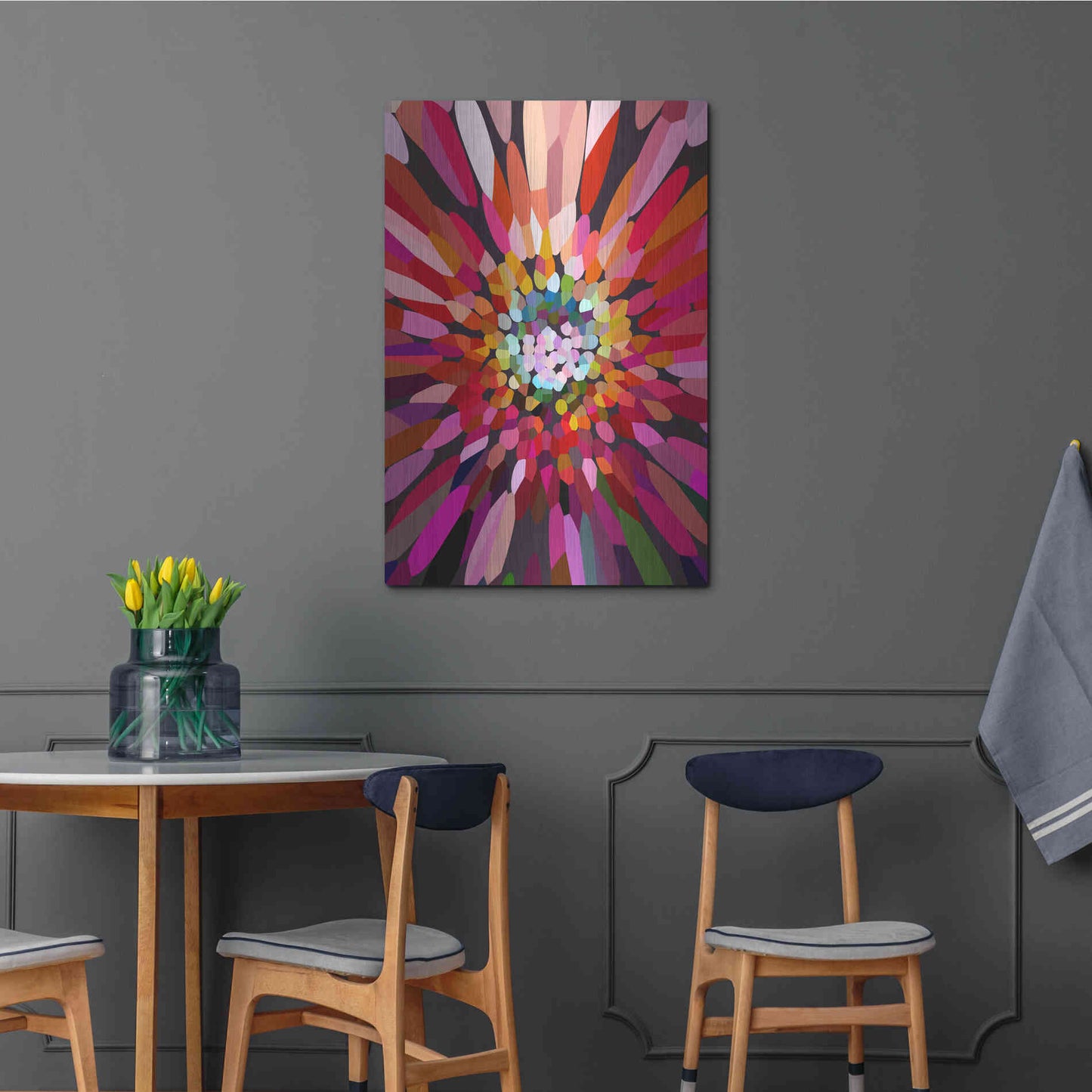 Luxe Metal Art 'Pink Flower' by Shandra Smith, Metal Wall Art,24x36