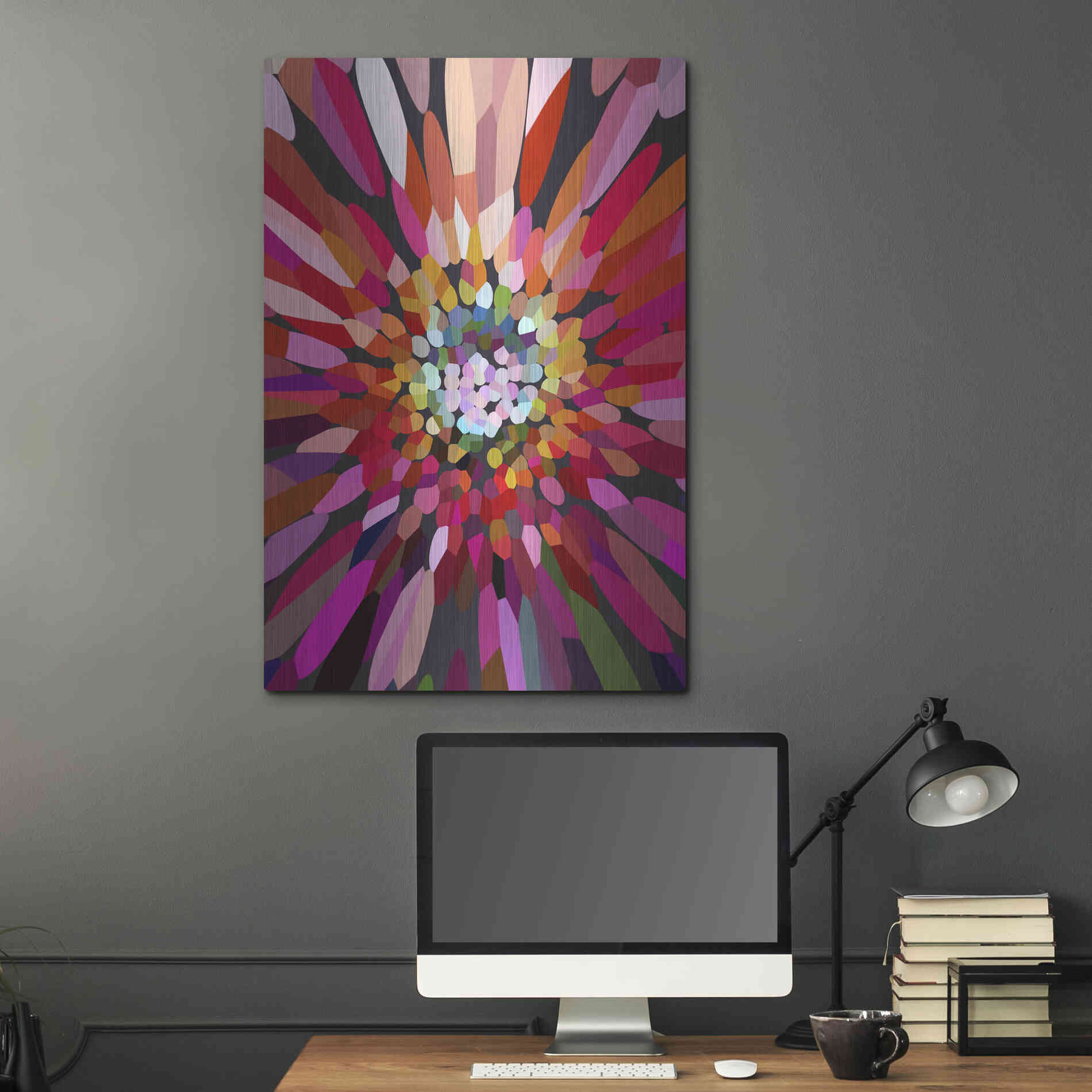 Luxe Metal Art 'Pink Flower' by Shandra Smith, Metal Wall Art,24x36