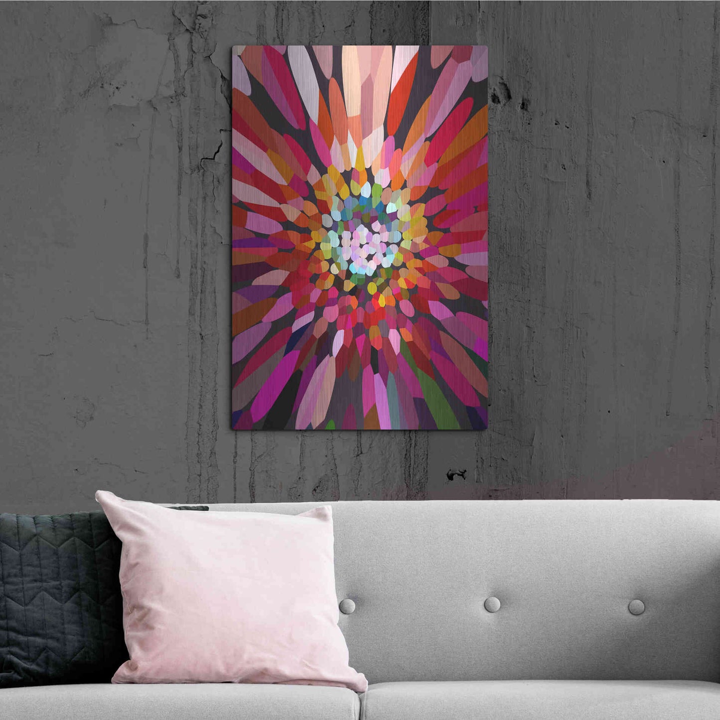 Luxe Metal Art 'Pink Flower' by Shandra Smith, Metal Wall Art,24x36