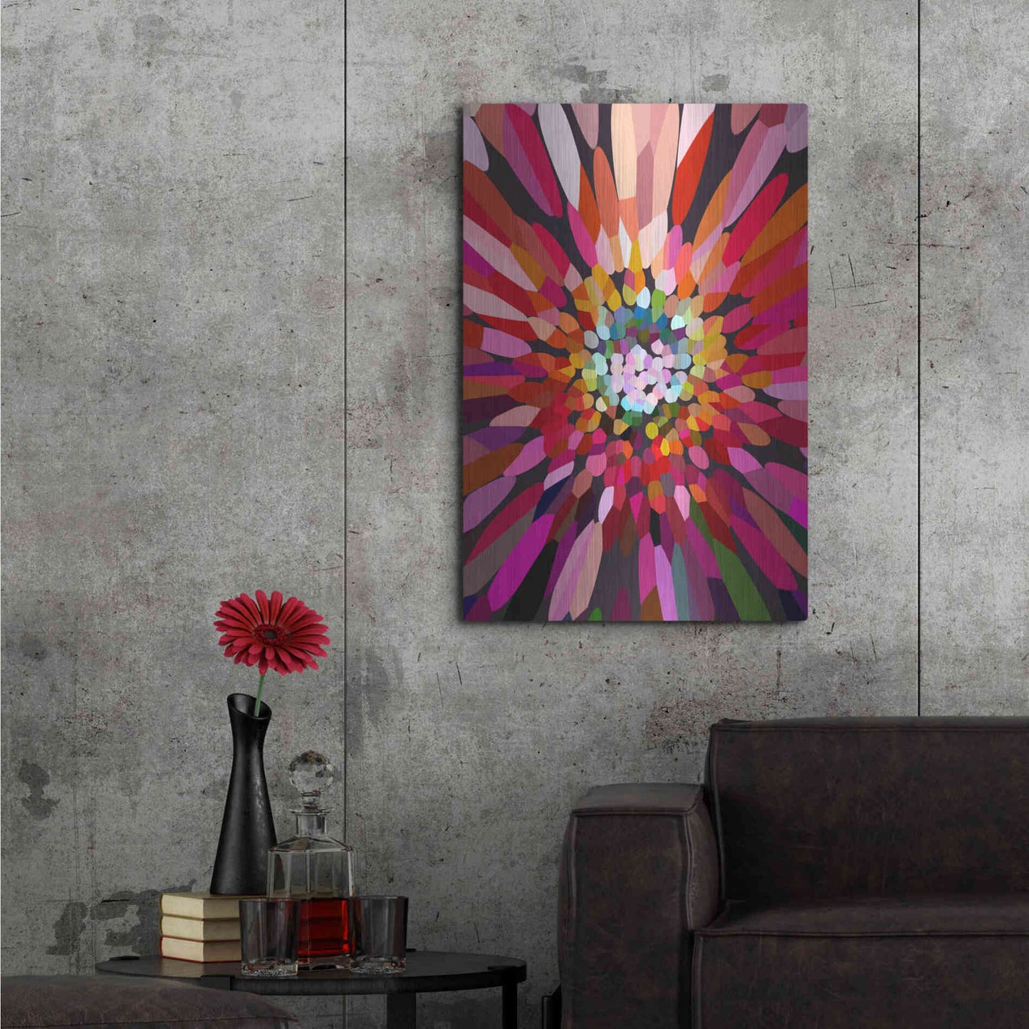 Luxe Metal Art 'Pink Flower' by Shandra Smith, Metal Wall Art,24x36