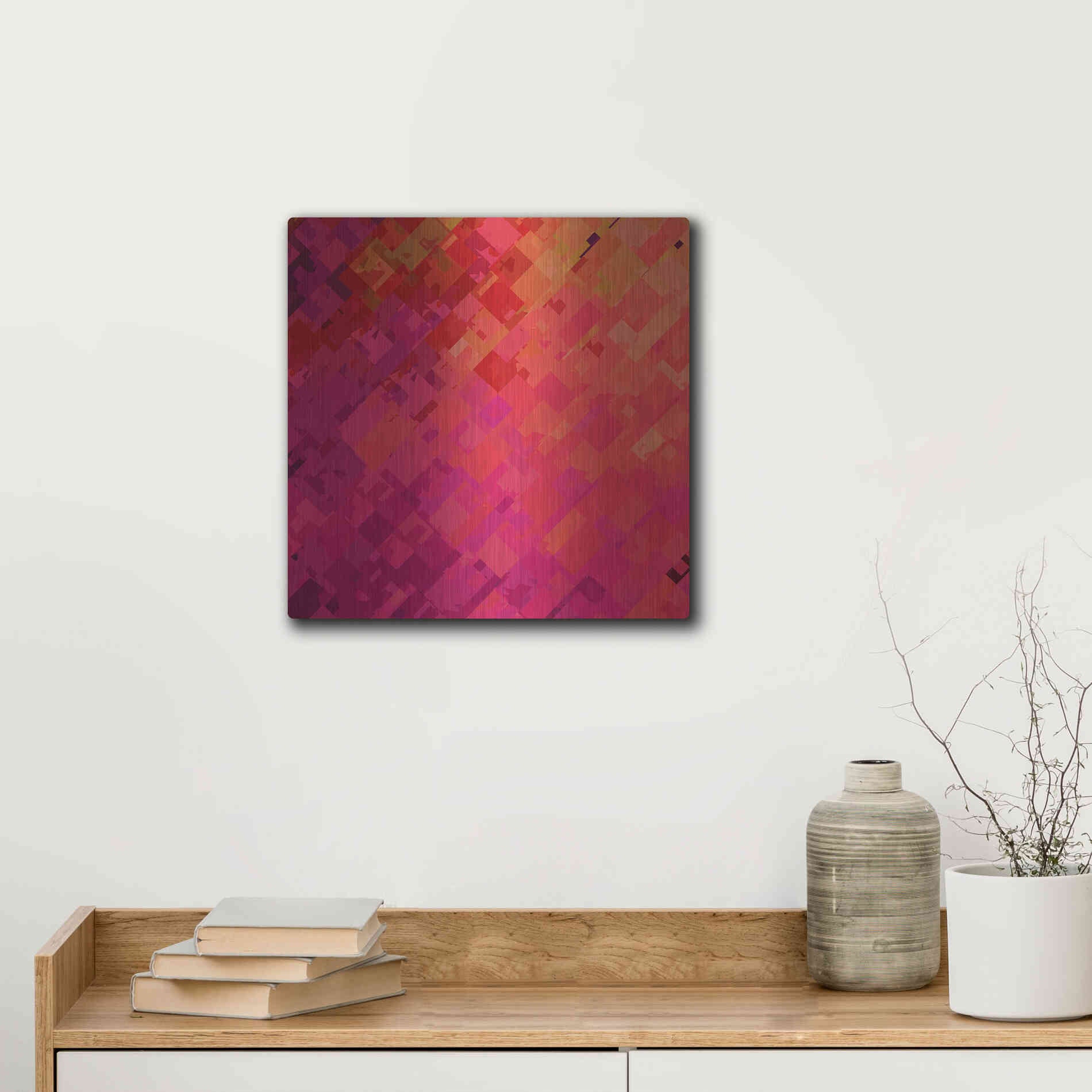 Luxe Metal Art 'Purple & Orange' by Shandra Smith, Metal Wall Art,12x12