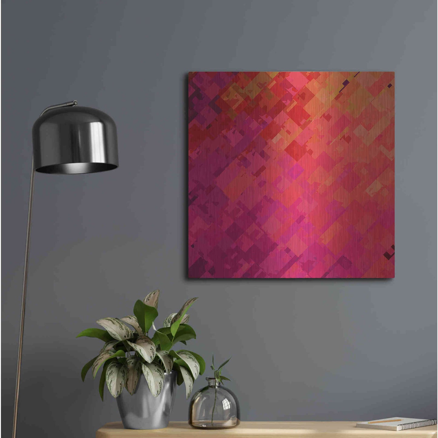 Luxe Metal Art 'Purple & Orange' by Shandra Smith, Metal Wall Art,24x24