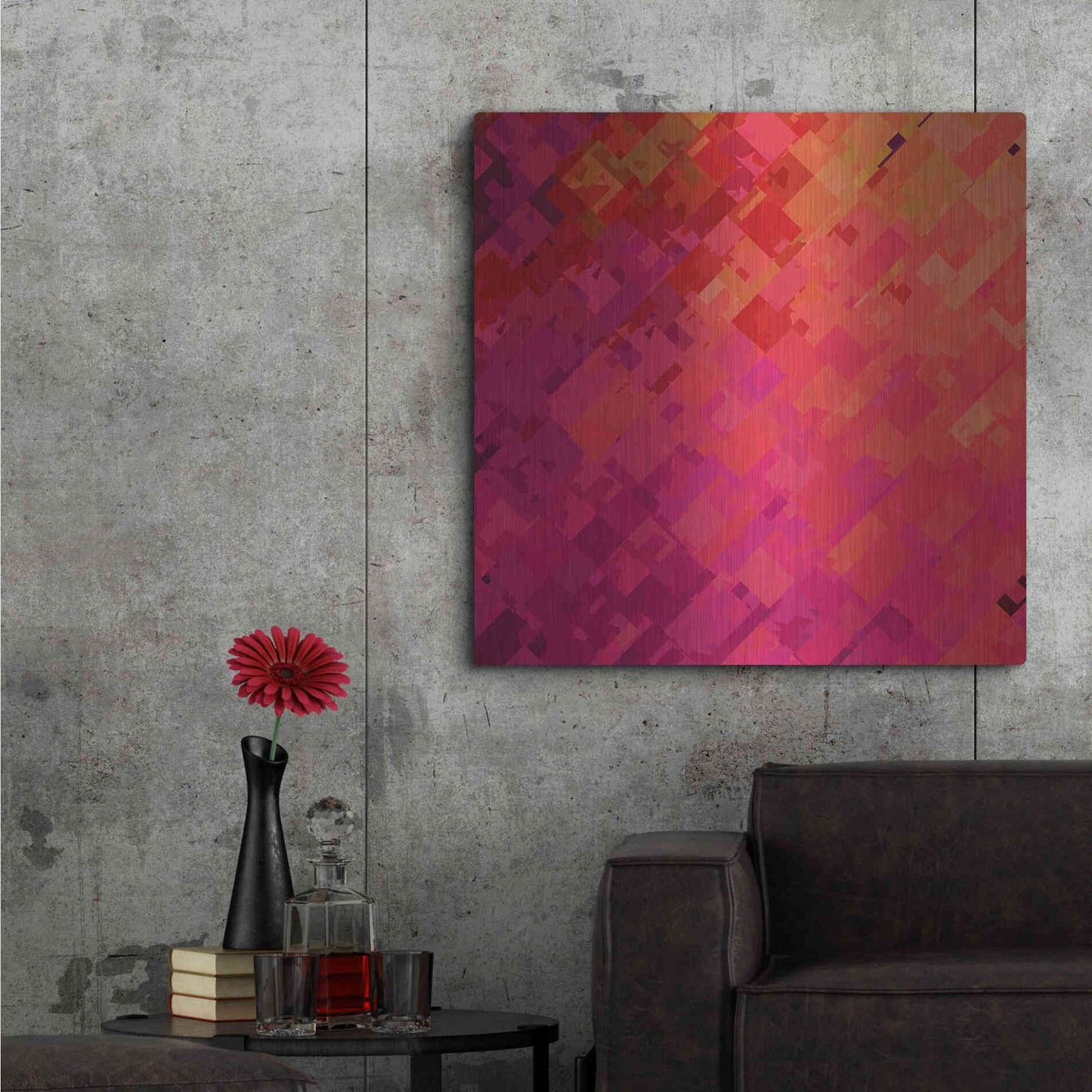 Luxe Metal Art 'Purple & Orange' by Shandra Smith, Metal Wall Art,36x36