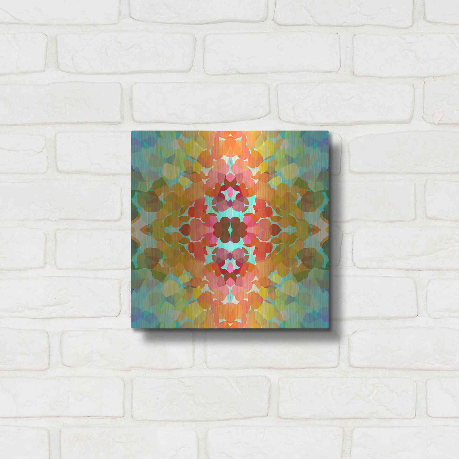 Luxe Metal Art 'Swimming with Colors' by Shandra Smith, Metal Wall Art,12x12